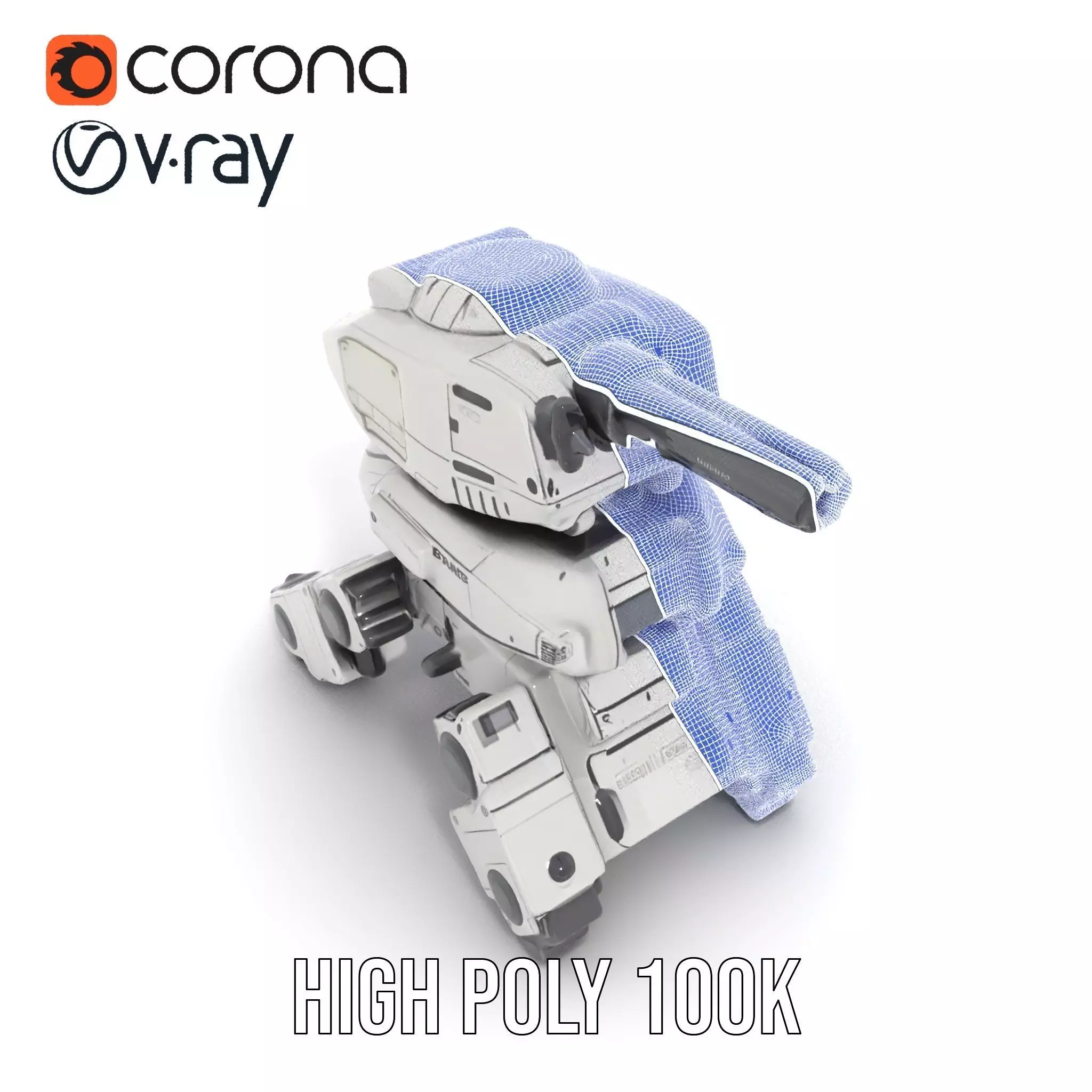 Futuristic Turret Model Pack with Rotating Cannons Low-poly 3D model_34