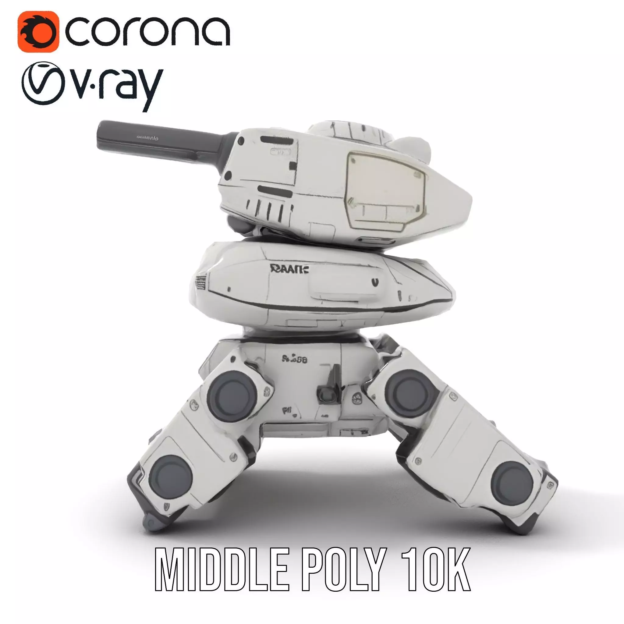 Futuristic Turret Model Pack with Rotating Cannons Low-poly 3D model_21
