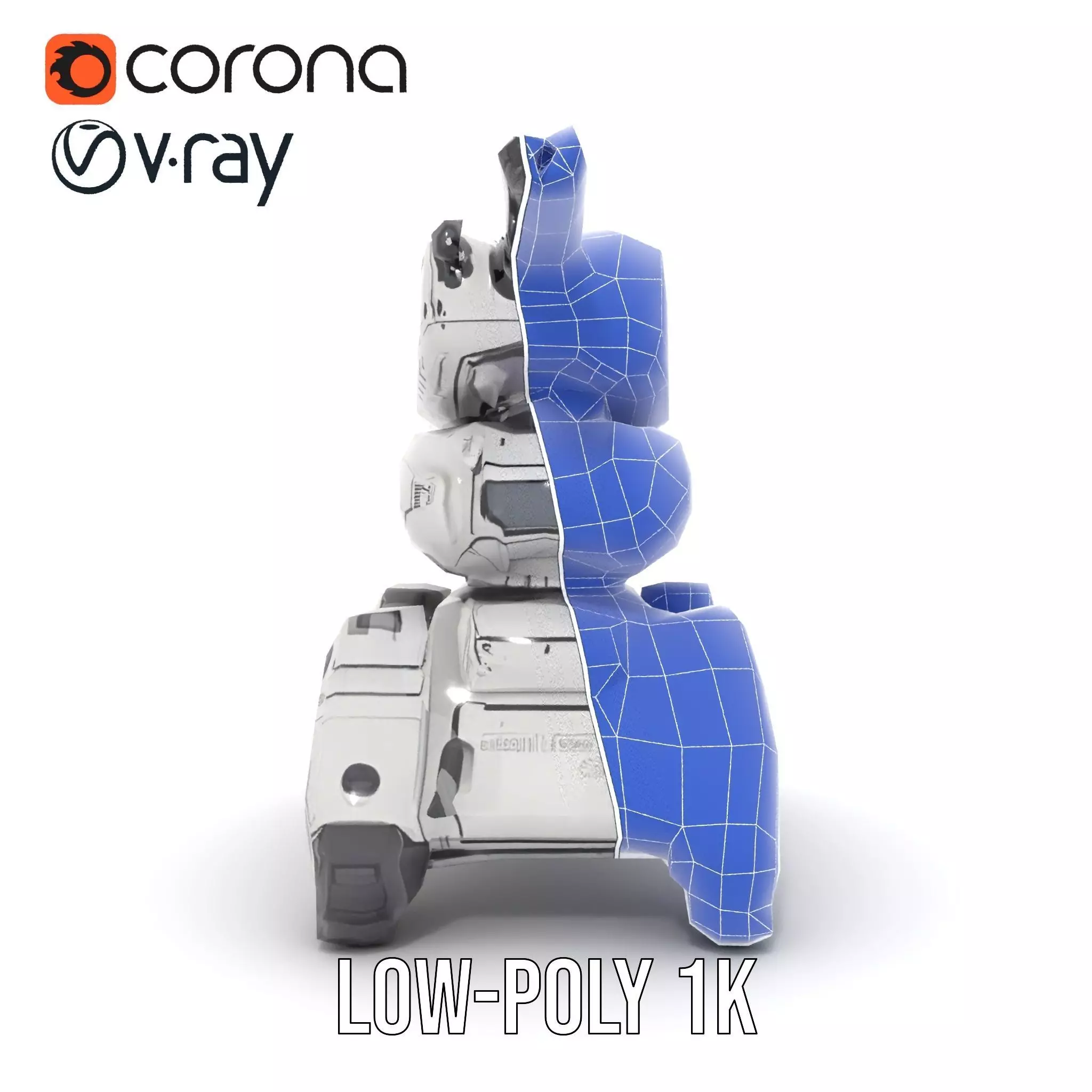 Futuristic Turret Model Pack with Rotating Cannons Low-poly 3D model_28