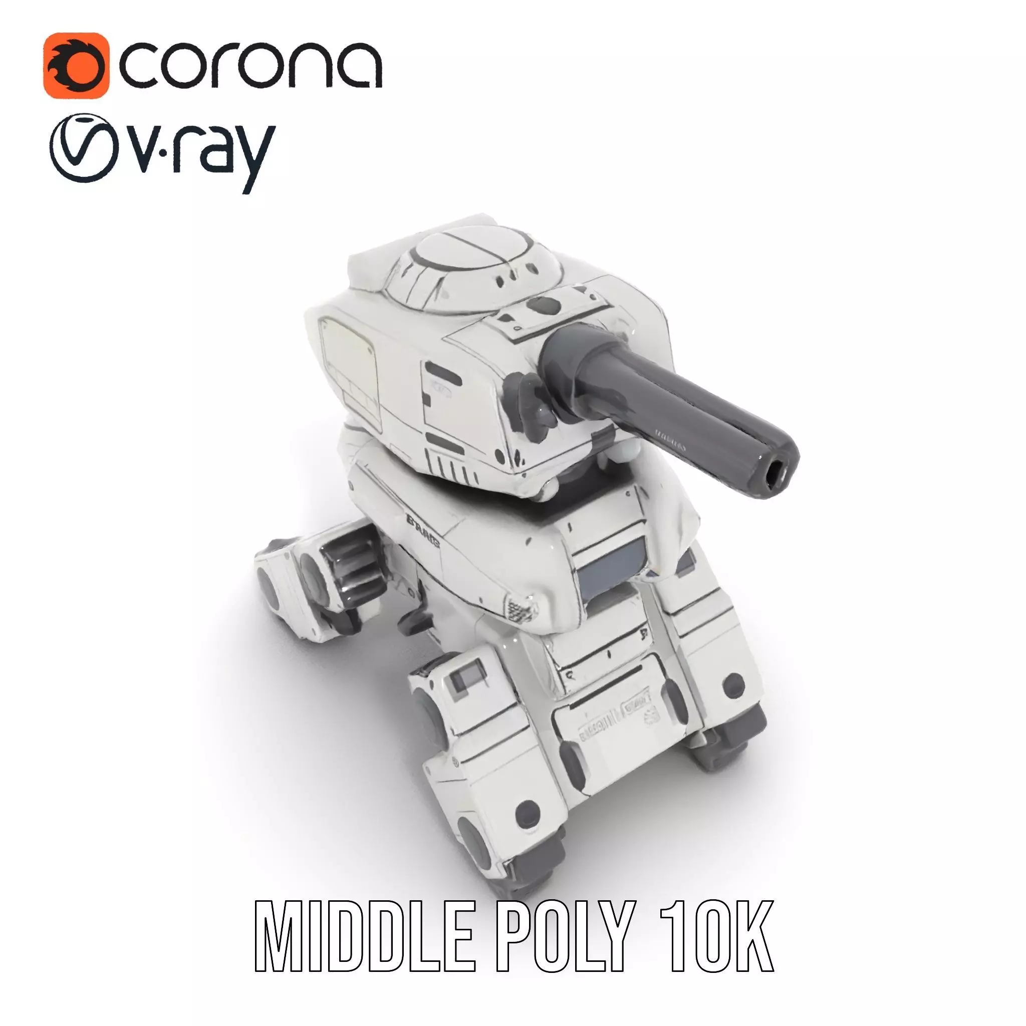 Futuristic Turret Model Pack with Rotating Cannons Low-poly 3D model_12