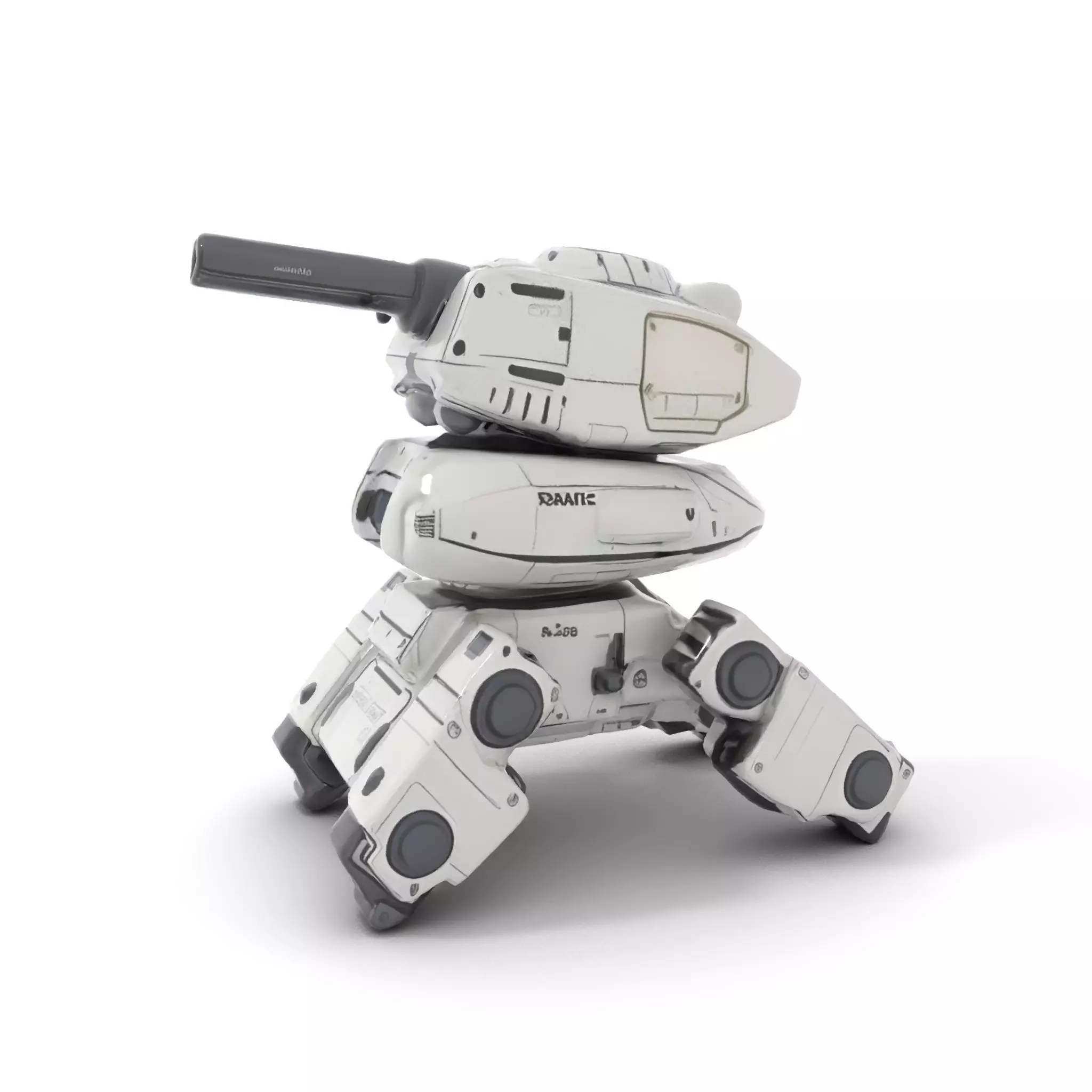 Futuristic Turret Model Pack with Rotating Cannons Low-poly 3D model_7