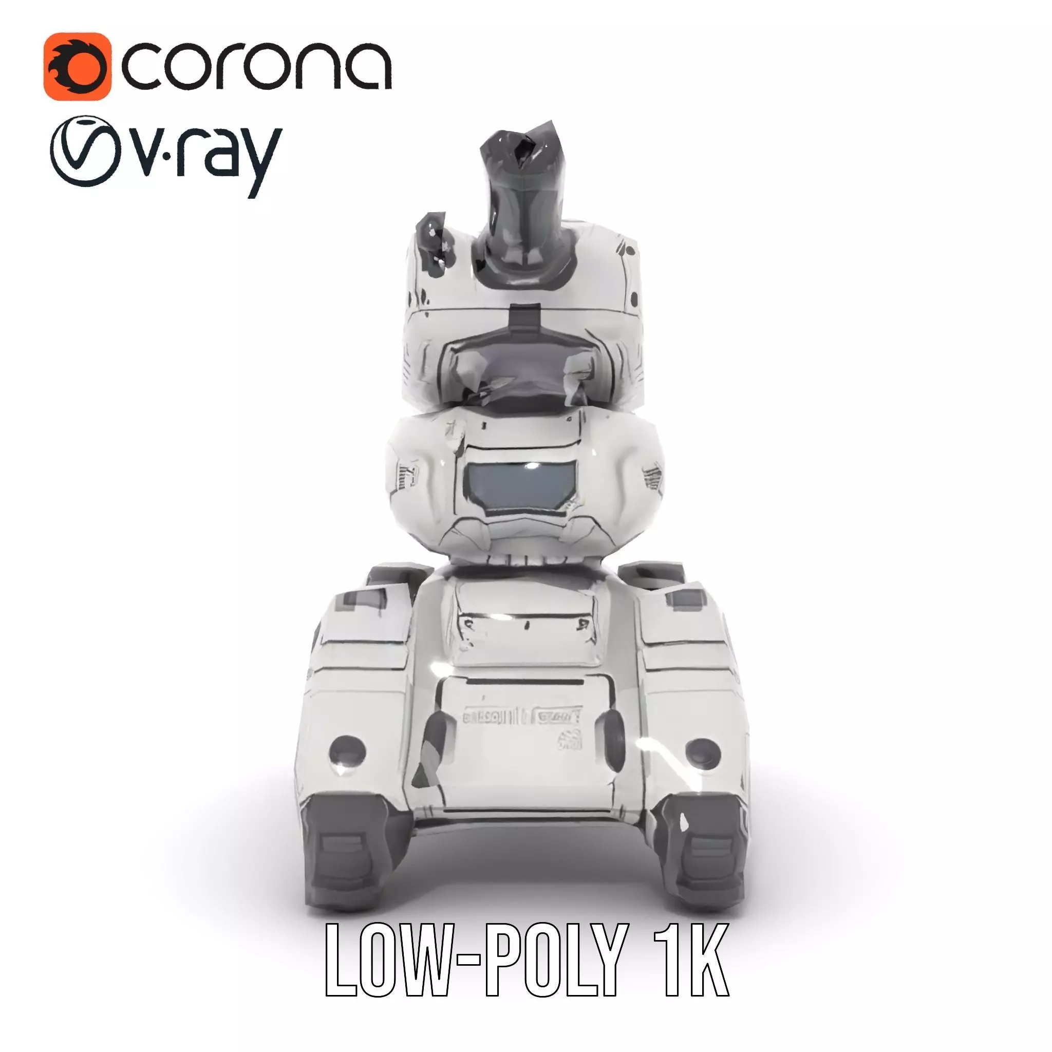 Futuristic Turret Model Pack with Rotating Cannons Low-poly 3D model_25