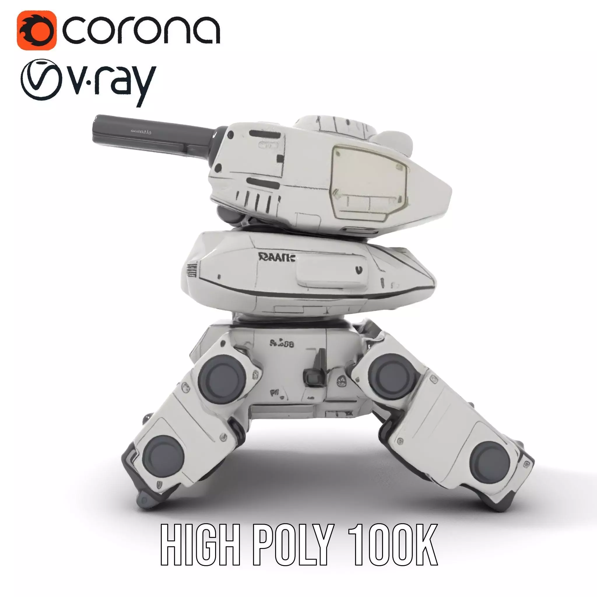 Futuristic Turret Model Pack with Rotating Cannons Low-poly 3D model_23