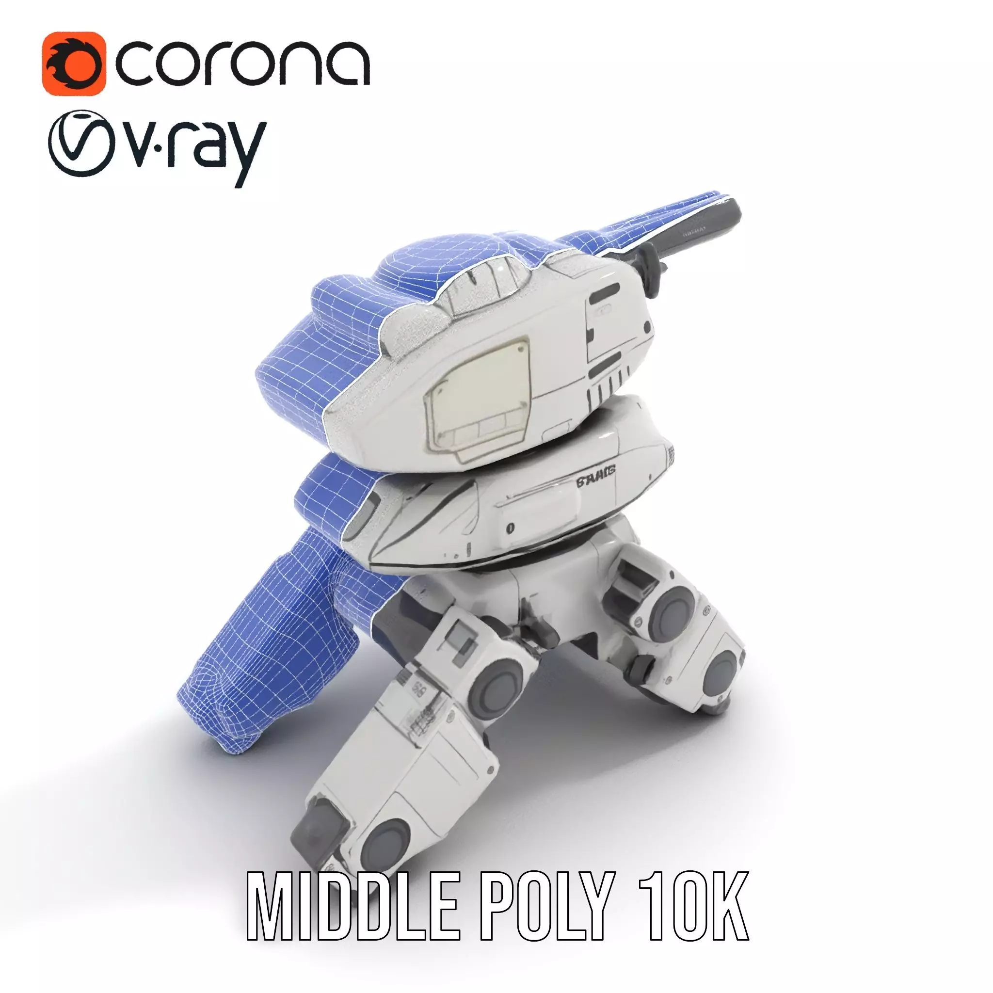 Futuristic Turret Model Pack with Rotating Cannons Low-poly 3D model_16