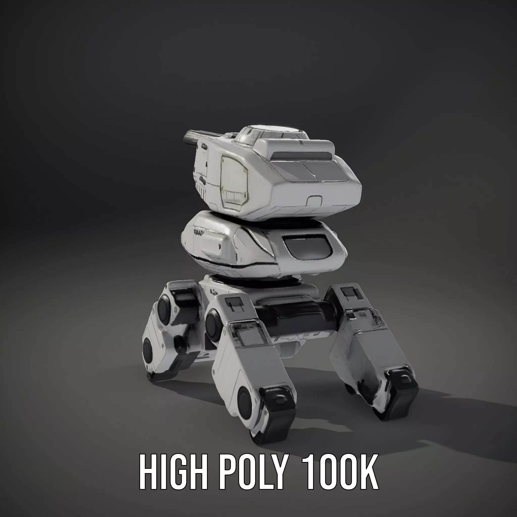 Futuristic Turret Model Pack with Rotating Cannons Low-poly 3D model_9