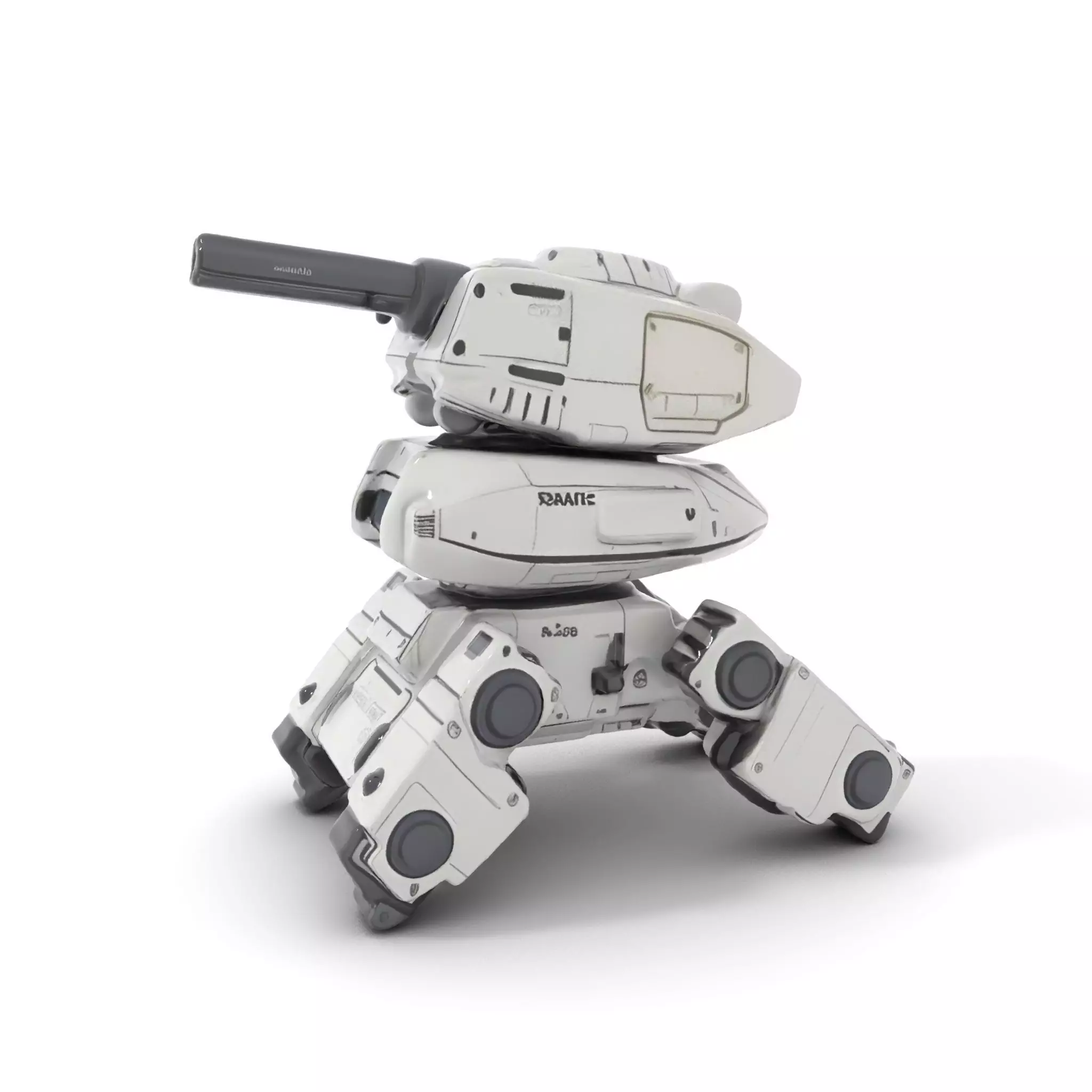 Futuristic Turret Model Pack with Rotating Cannons Low-poly 3D model_0