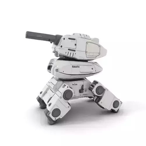 Futuristic Turret Model Pack with Rotating Cannons Low-poly 3D model