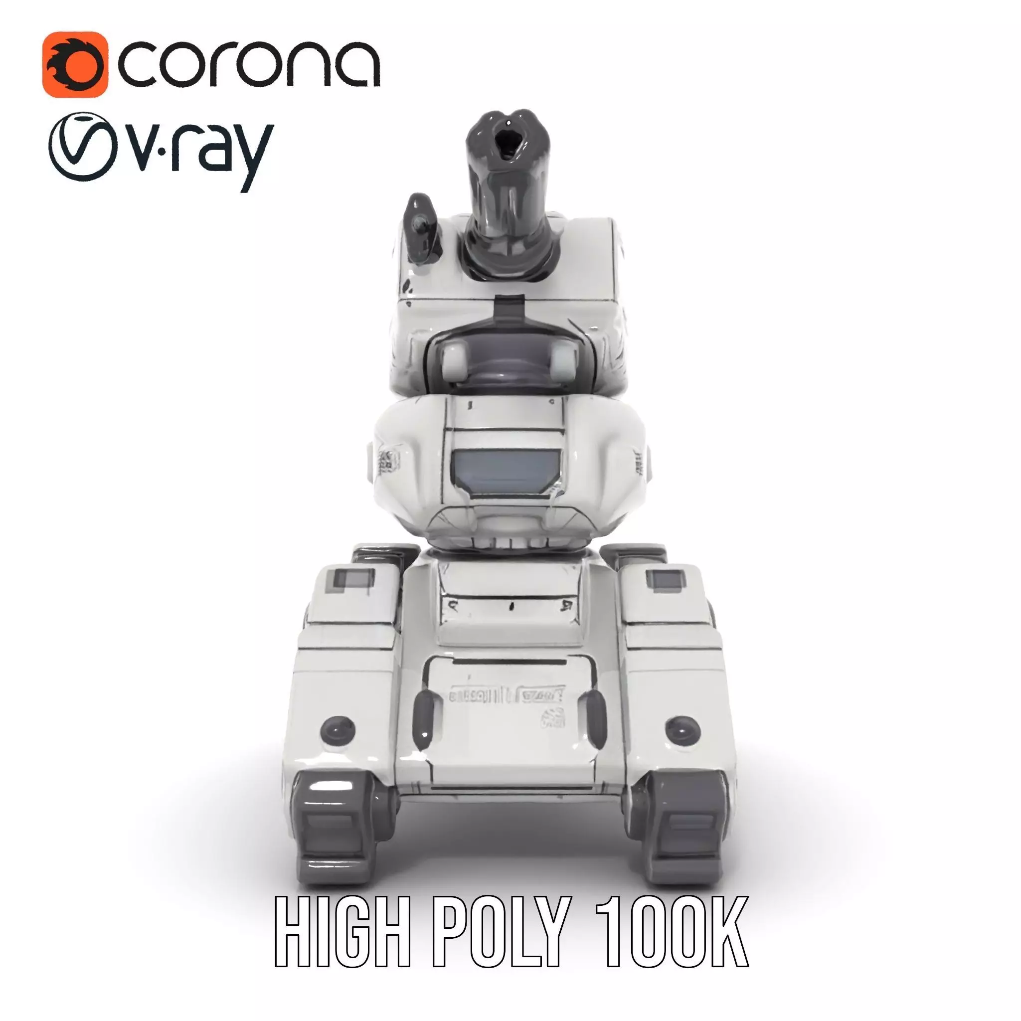 Futuristic Turret Model Pack with Rotating Cannons Low-poly 3D model_26