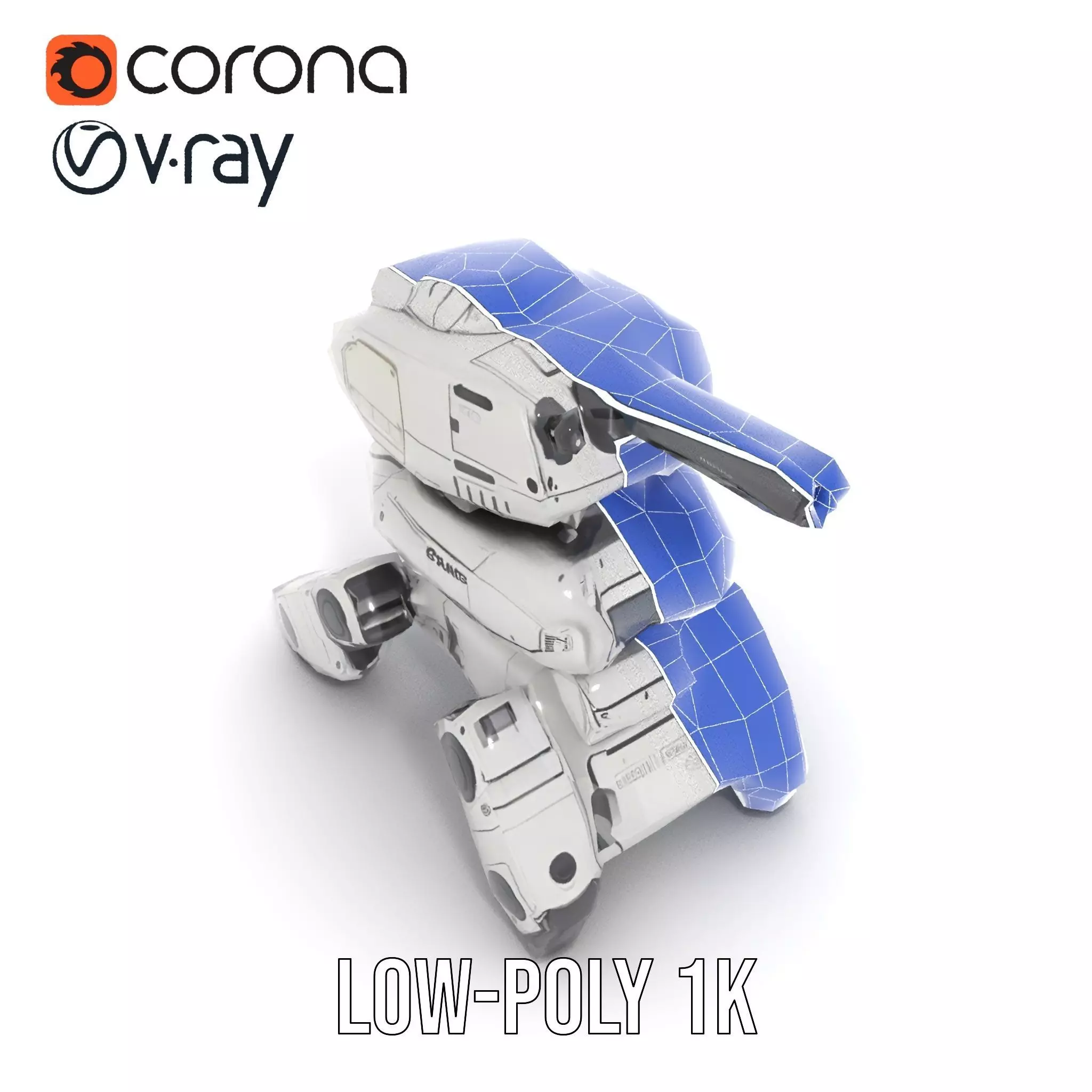 Futuristic Turret Model Pack with Rotating Cannons Low-poly 3D model_10