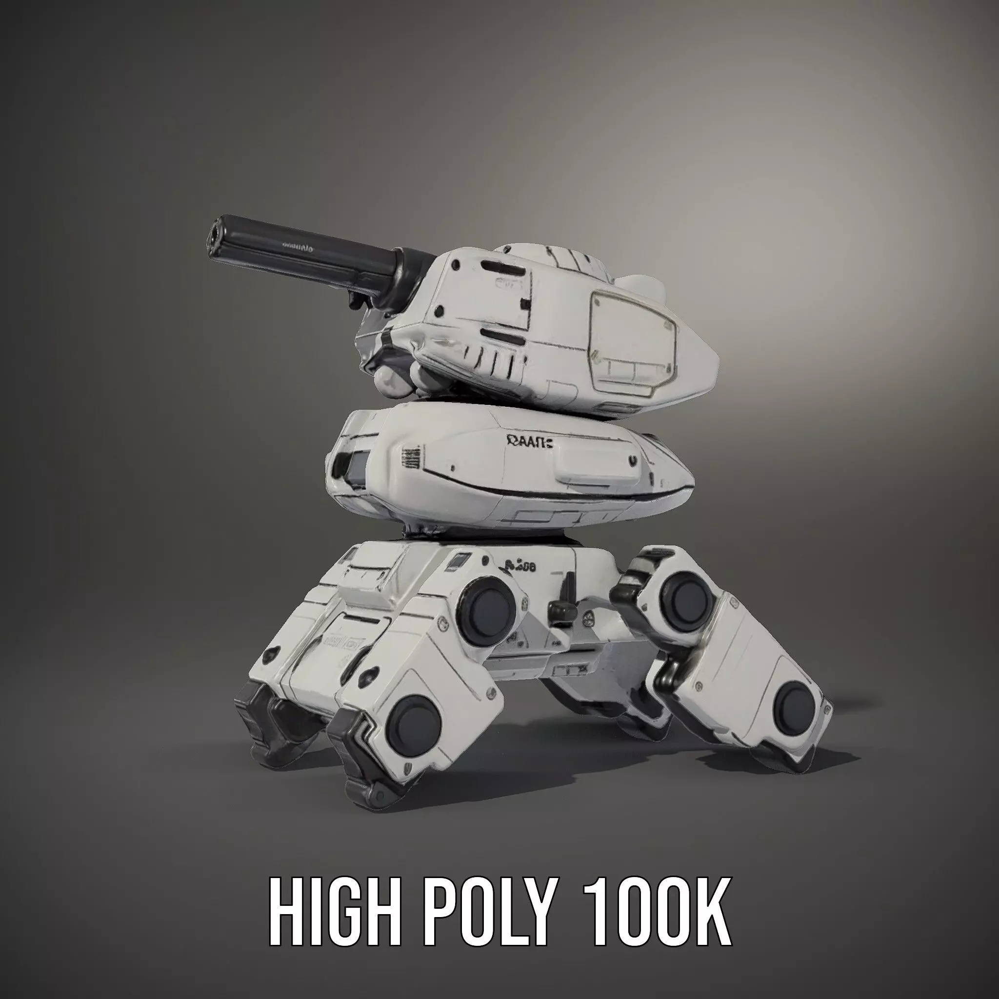 Futuristic Turret Model Pack with Rotating Cannons Low-poly 3D model_11