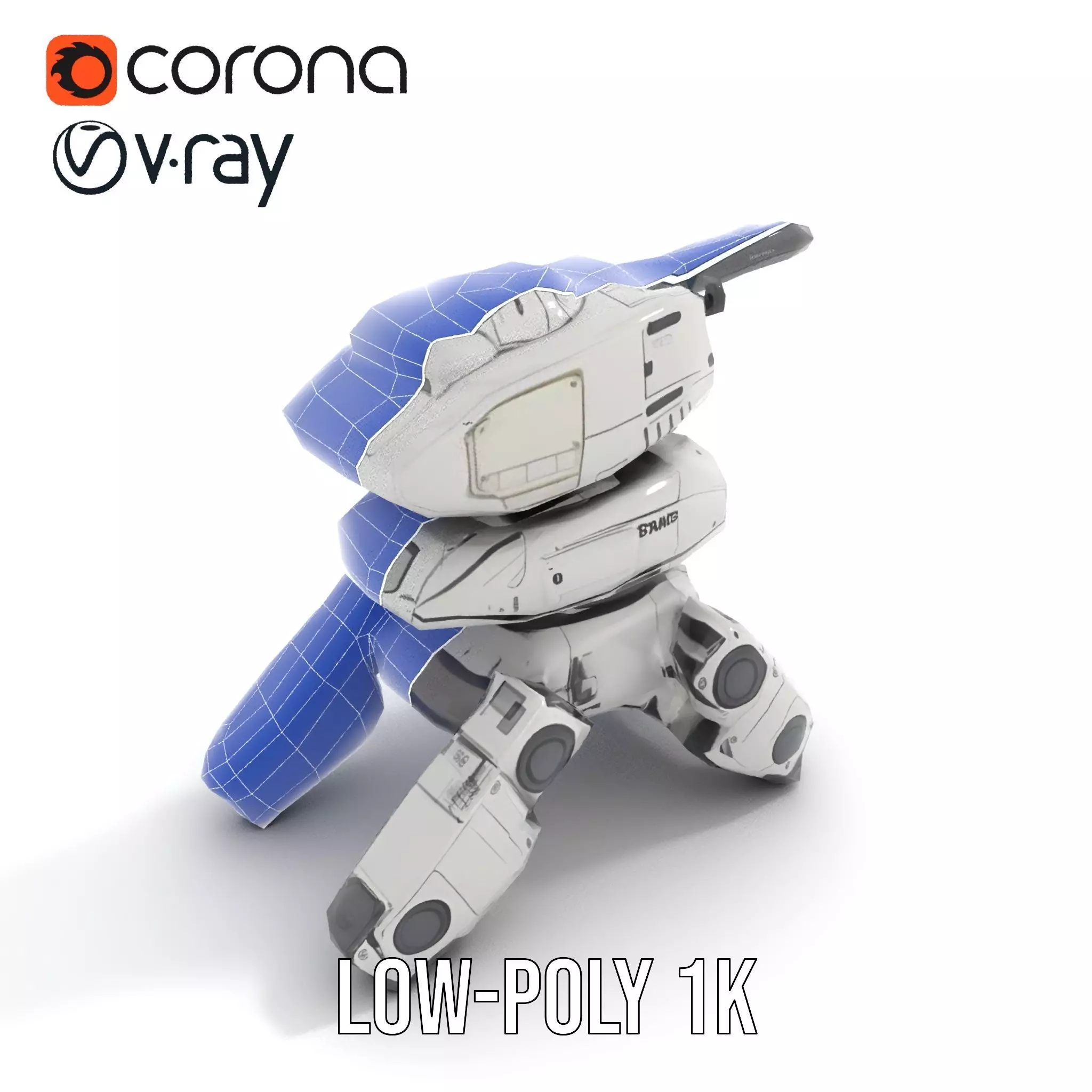 Futuristic Turret Model Pack with Rotating Cannons Low-poly 3D model_13