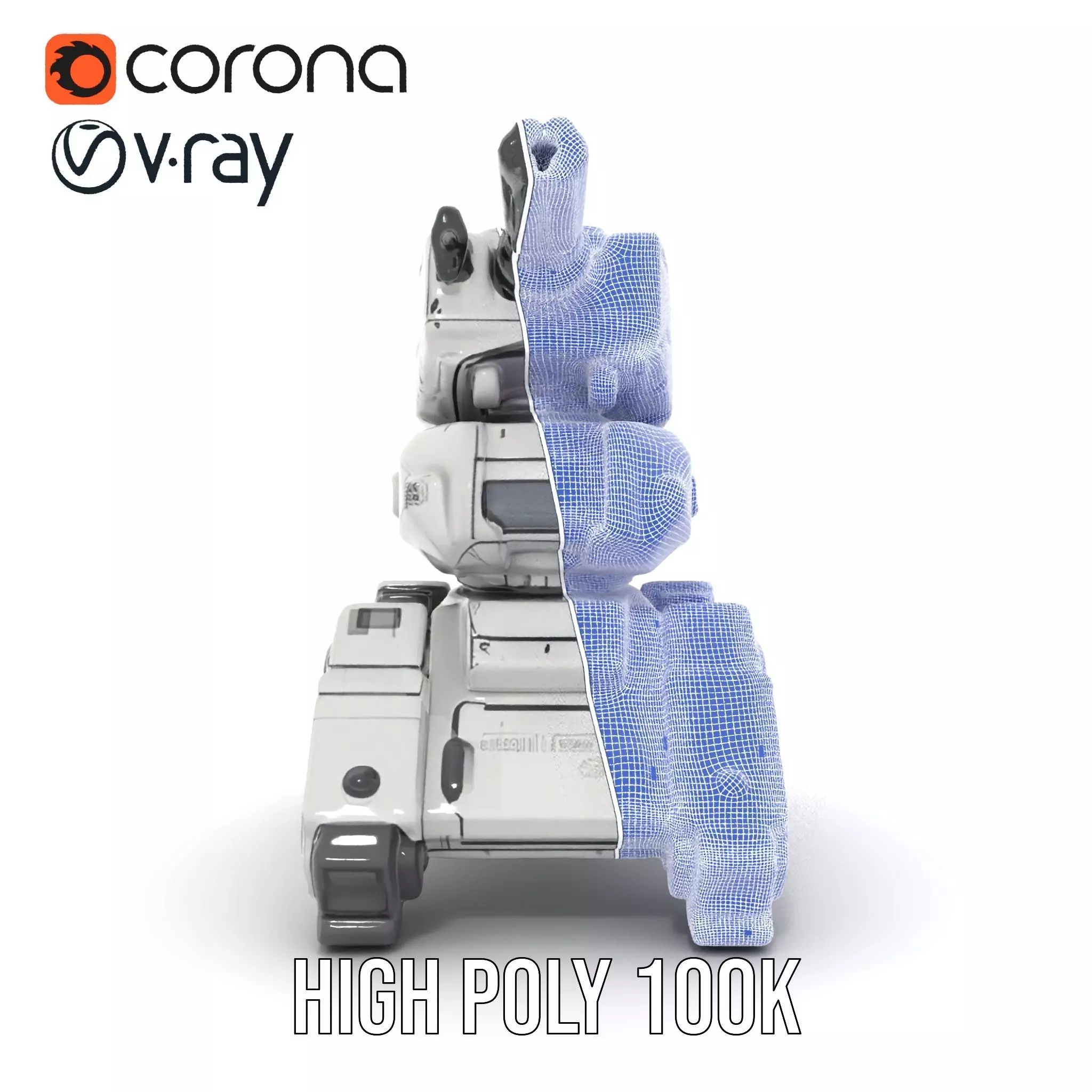 Futuristic Turret Model Pack with Rotating Cannons Low-poly 3D model_33