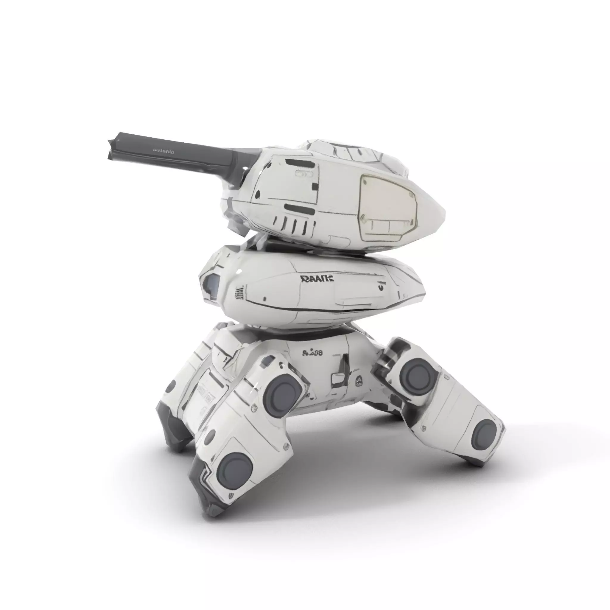 Futuristic Turret Model Pack with Rotating Cannons Low-poly 3D model_15