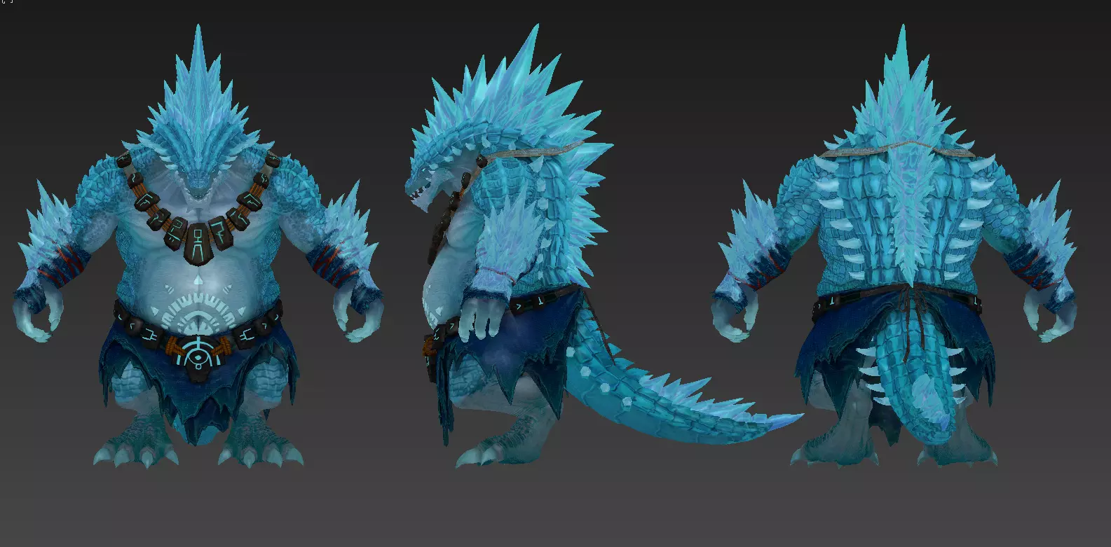 Ice crocodile Low-poly 3D model_9