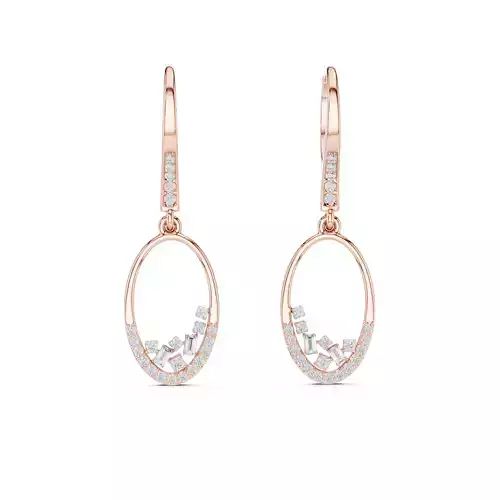 Baguette Round Cut Diamond Oval Shape Earring 3DM STL Video 3D print model