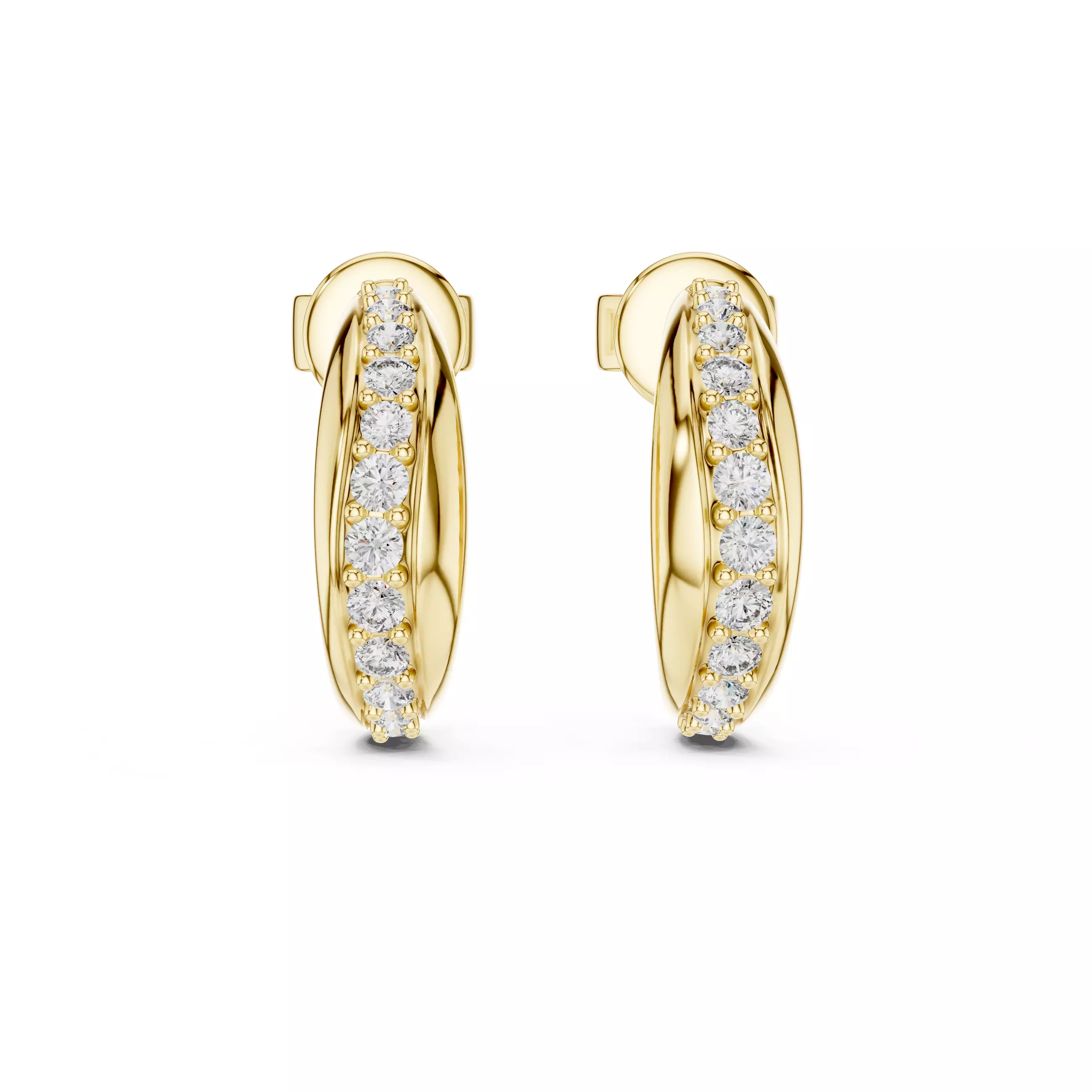 Round Cut Diamond Earring 3DM STL Video 3D print model_1