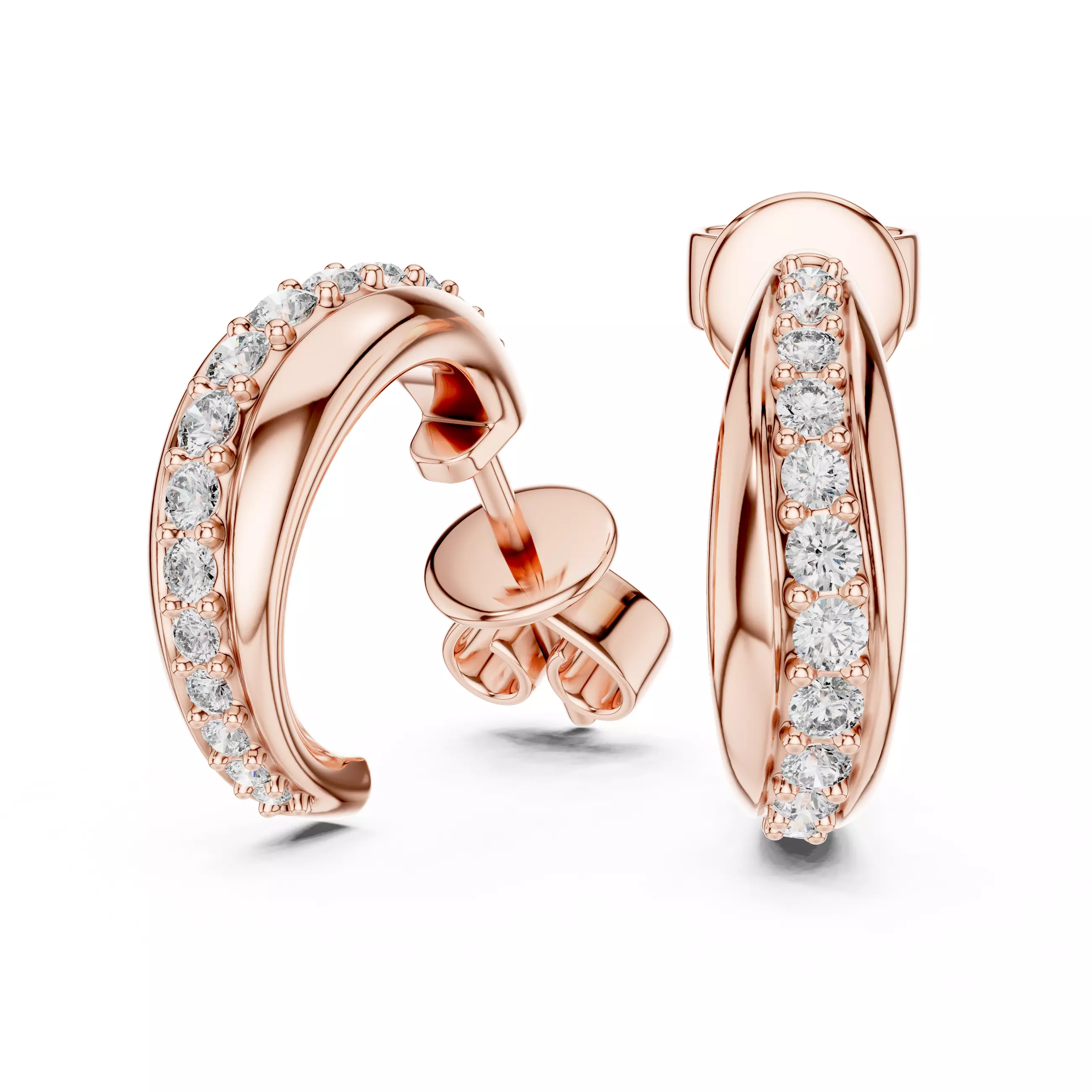 Round Cut Diamond Earring 3DM STL Video 3D print model_3