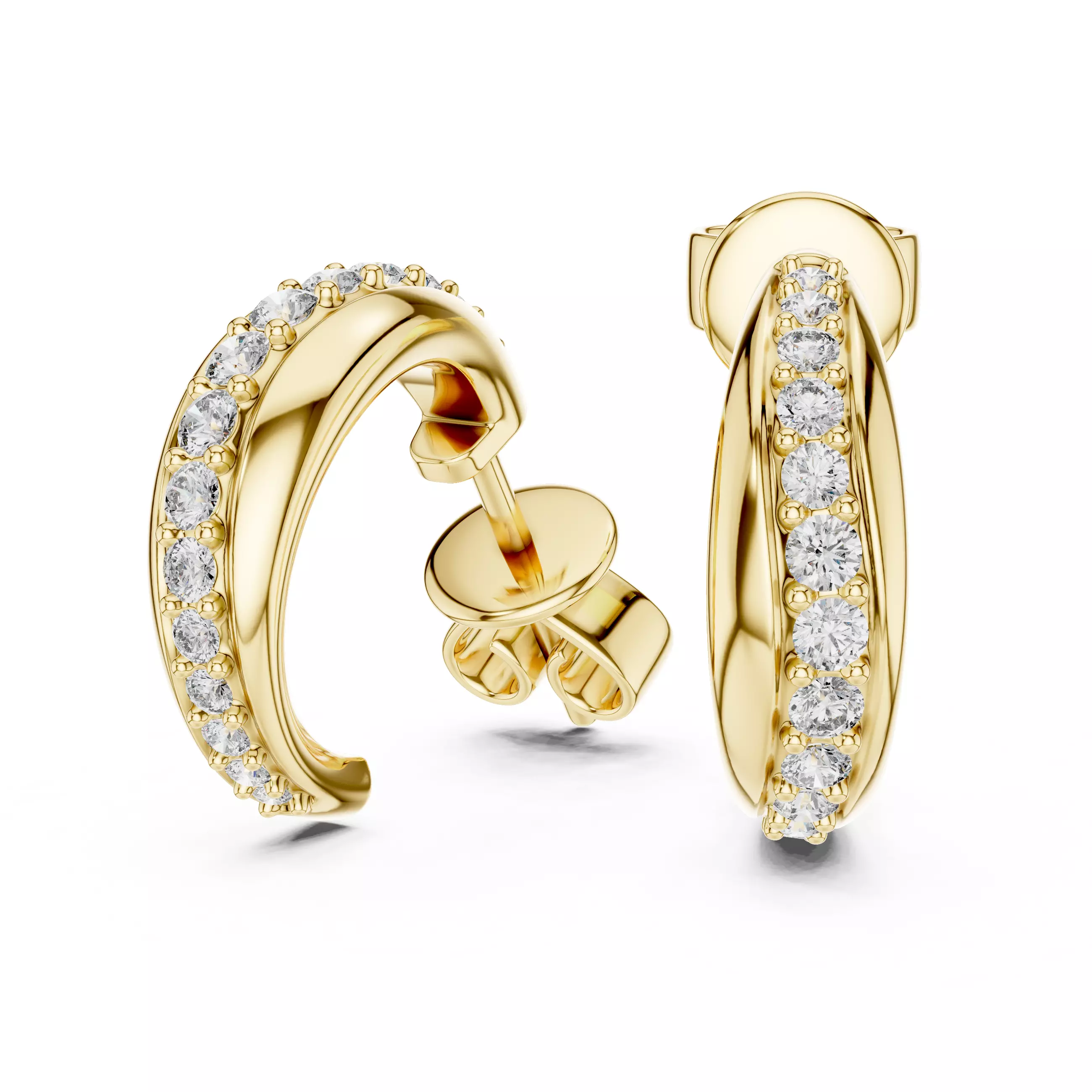 Round Cut Diamond Earring 3DM STL Video 3D print model_6