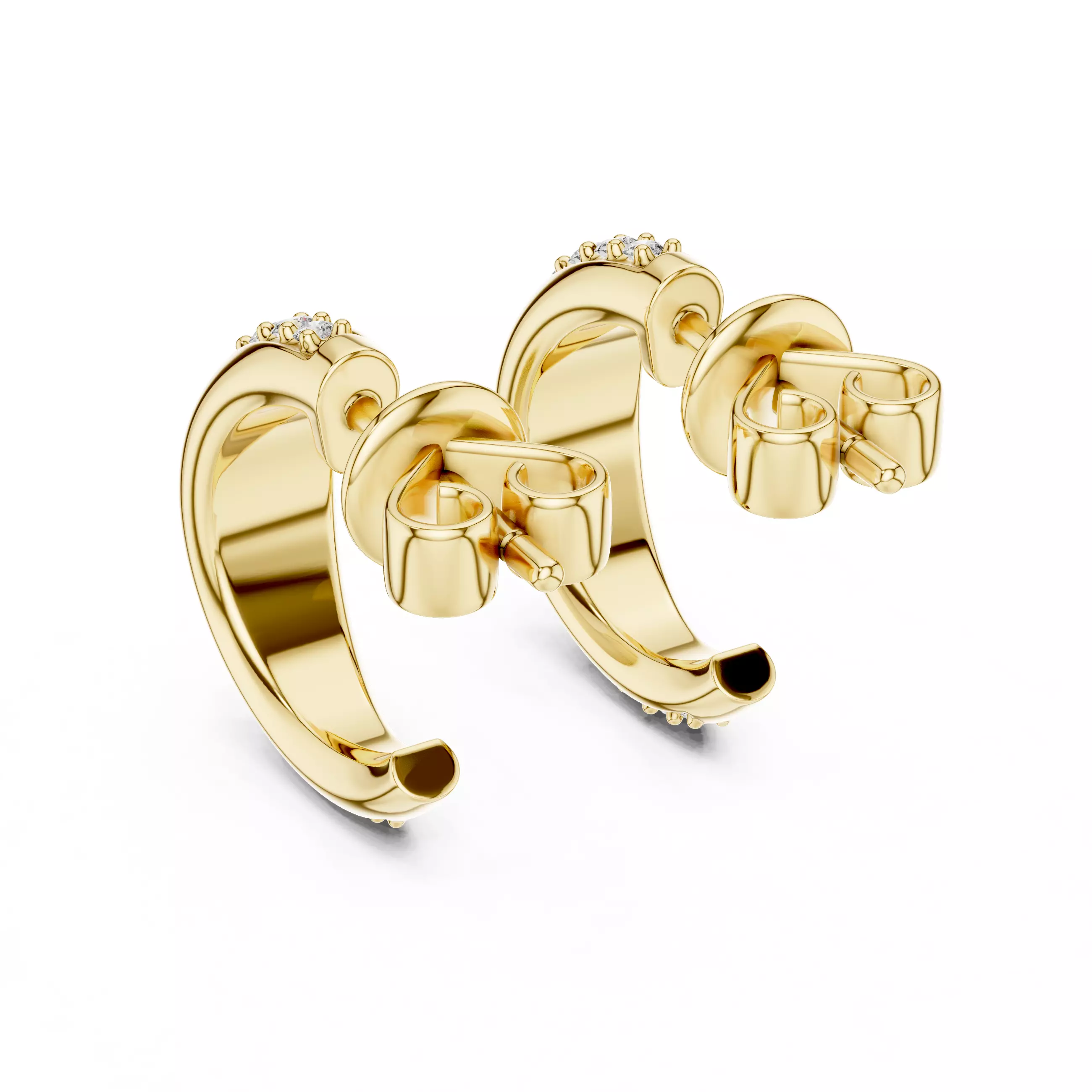 Round Cut Diamond Earring 3DM STL Video 3D print model_8