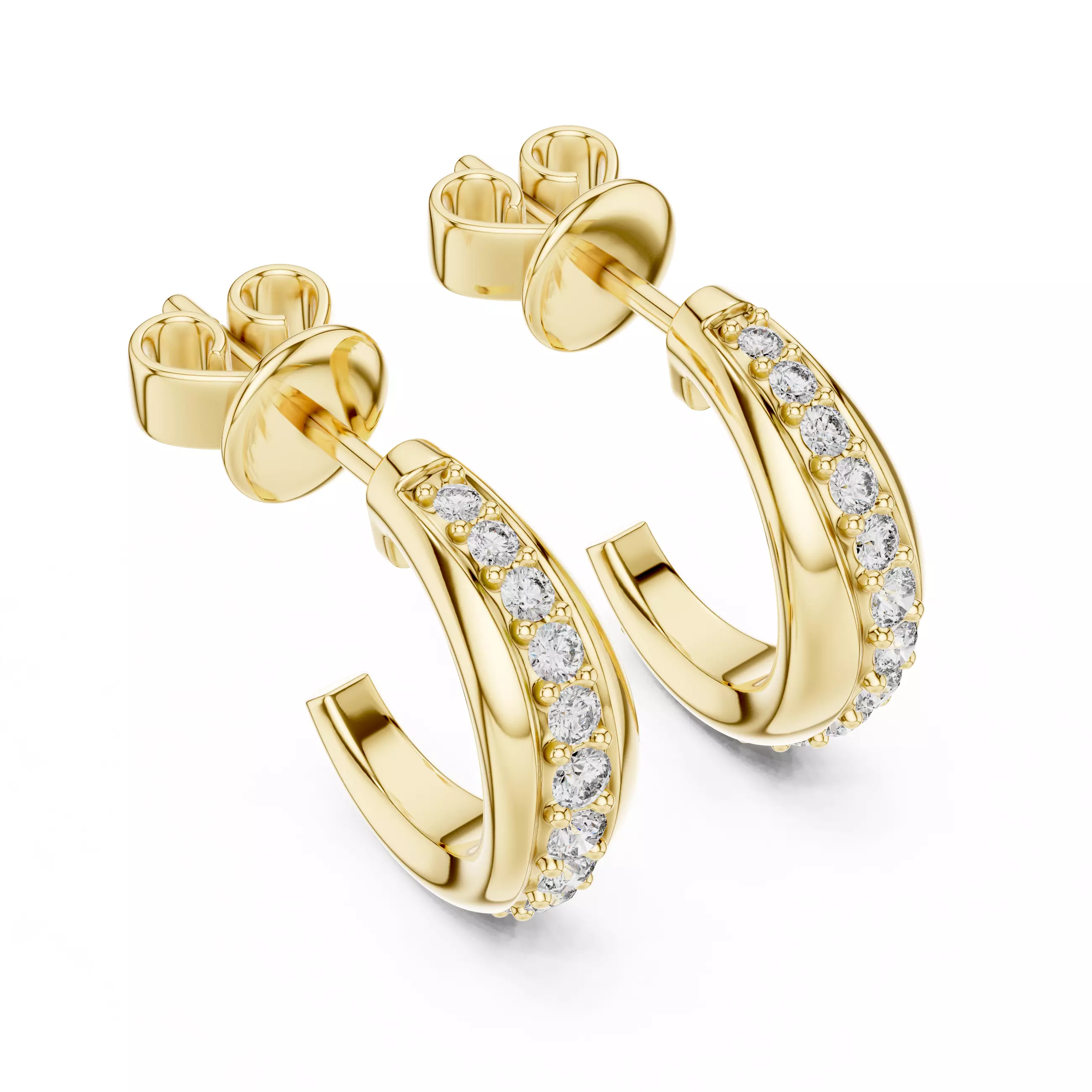 Round Cut Diamond Earring 3DM STL Video 3D print model_7