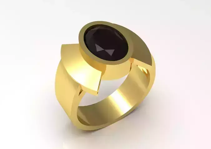 Modern Design Men Gold STL Ring with Onyx Stone Model mr0248