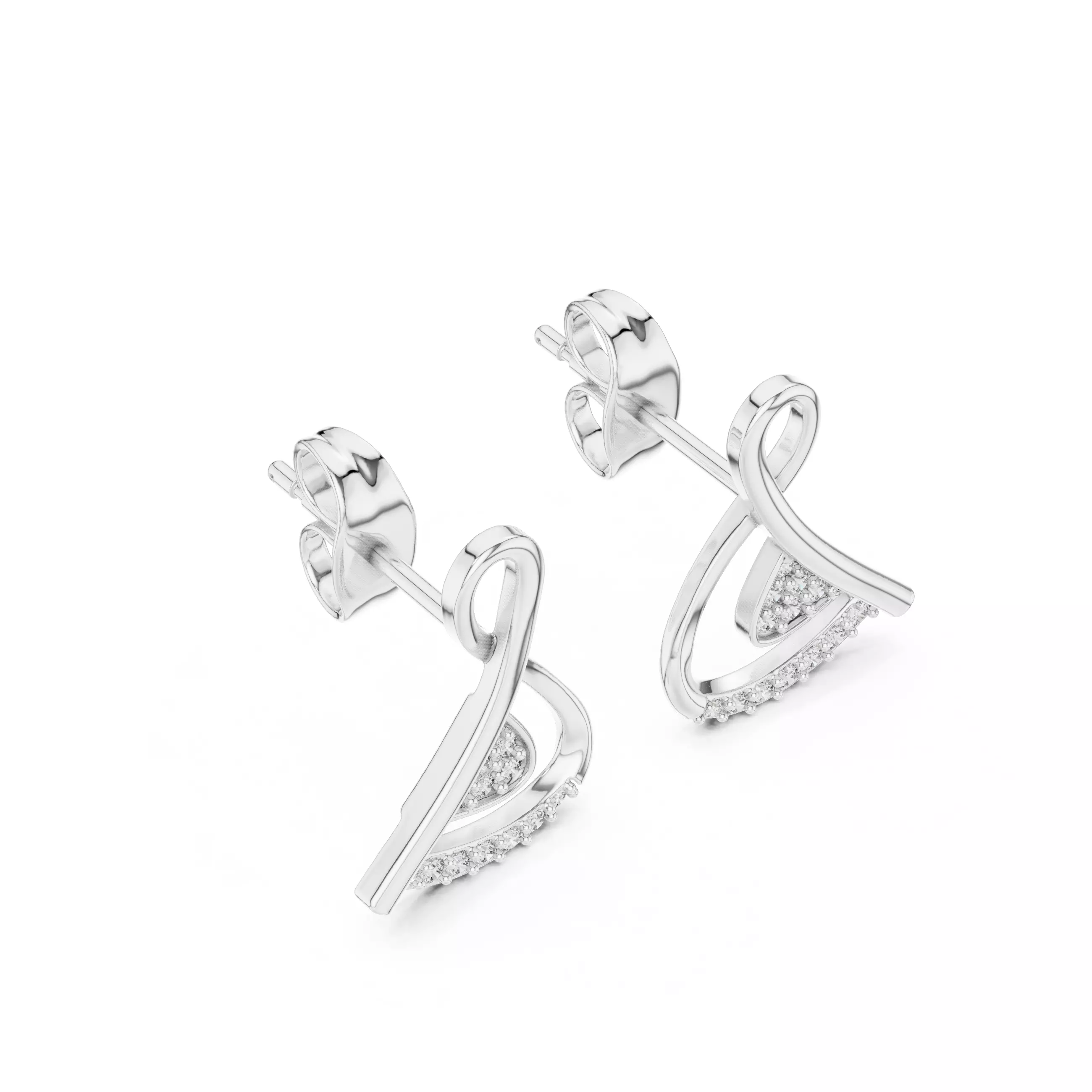 Round Cut Diamond Stud Earring 3DM STL Video 3D print model_12