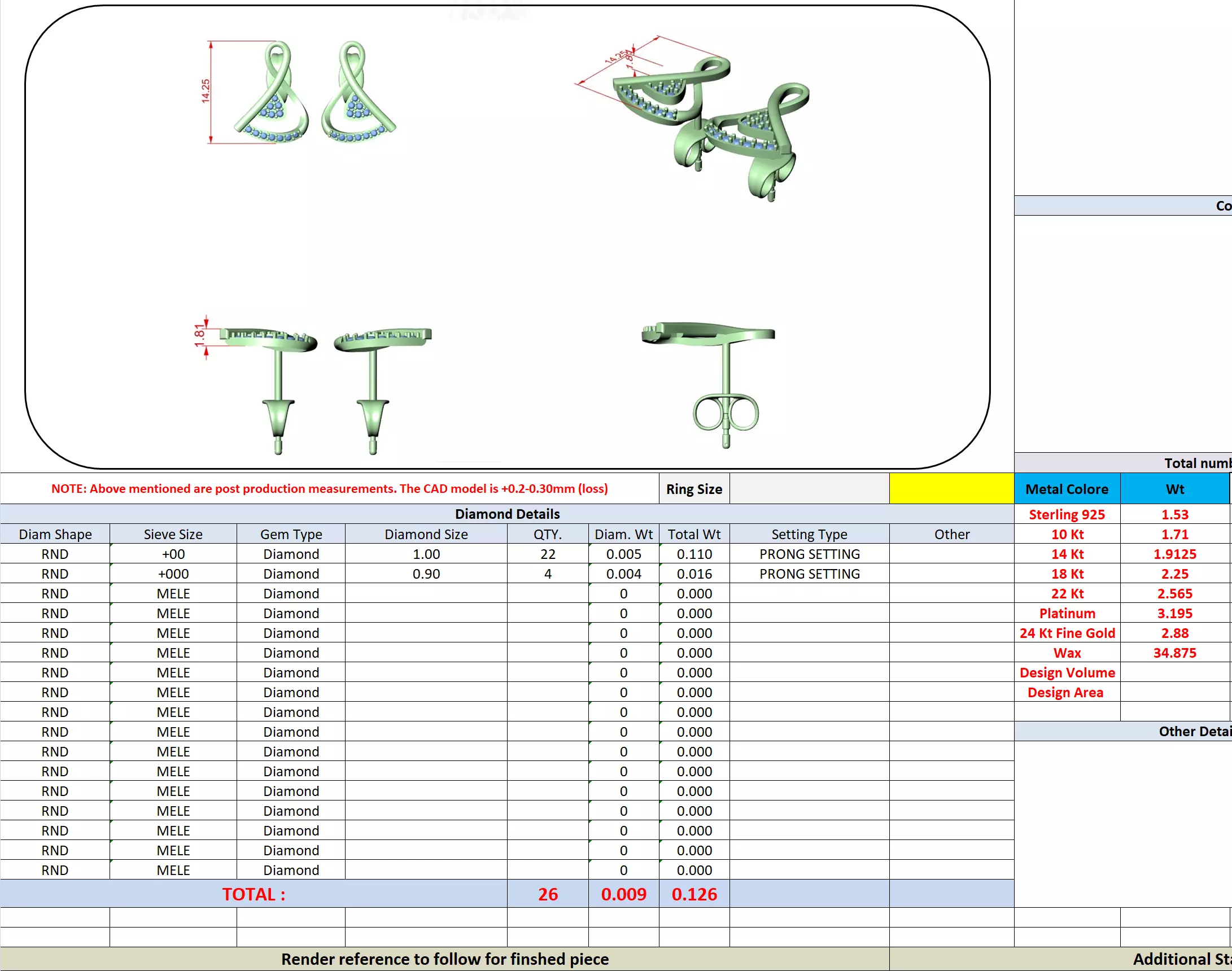 Round Cut Diamond Stud Earring 3DM STL Video 3D print model_17