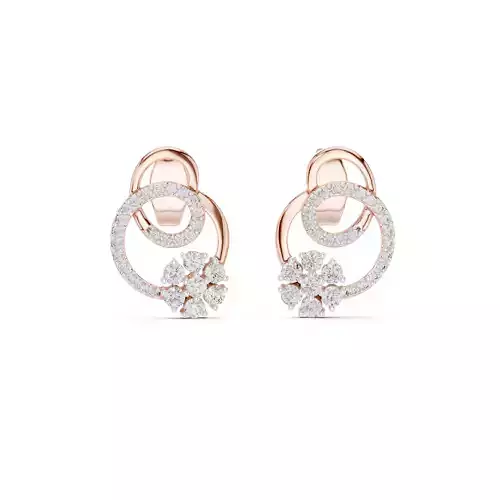 Round Cut Cluster Diamond Floral Earring 3DM STL Video