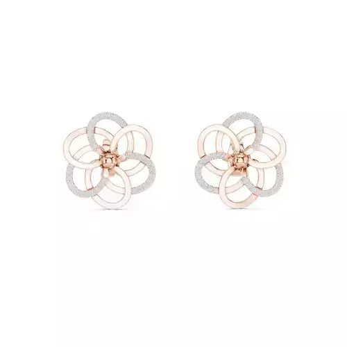 Round Cut Diamond Flower Earring 3DM STL Video 3D print model