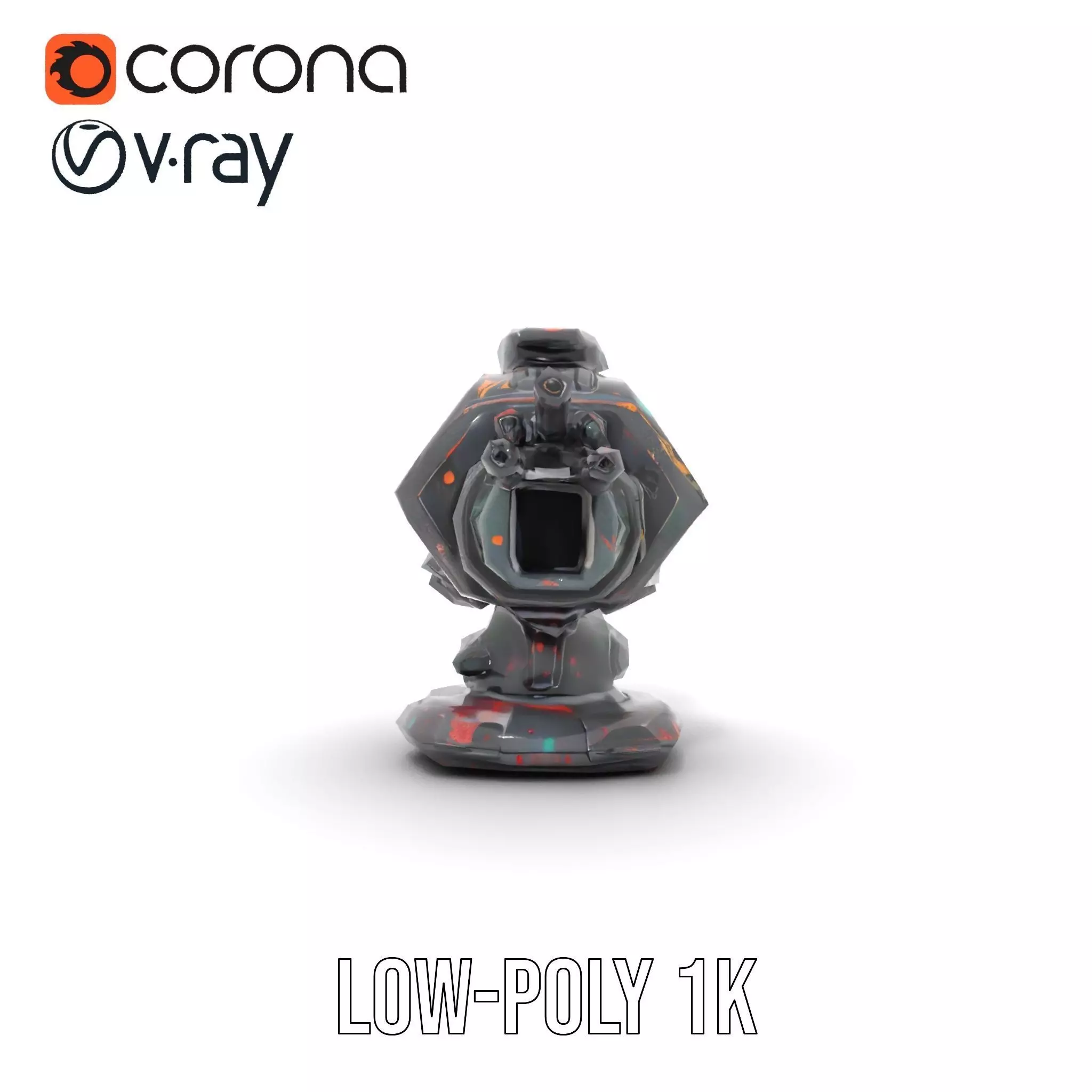 Colorful Turret Cannon Model Pack for Game Integration Low-poly 3D model_13