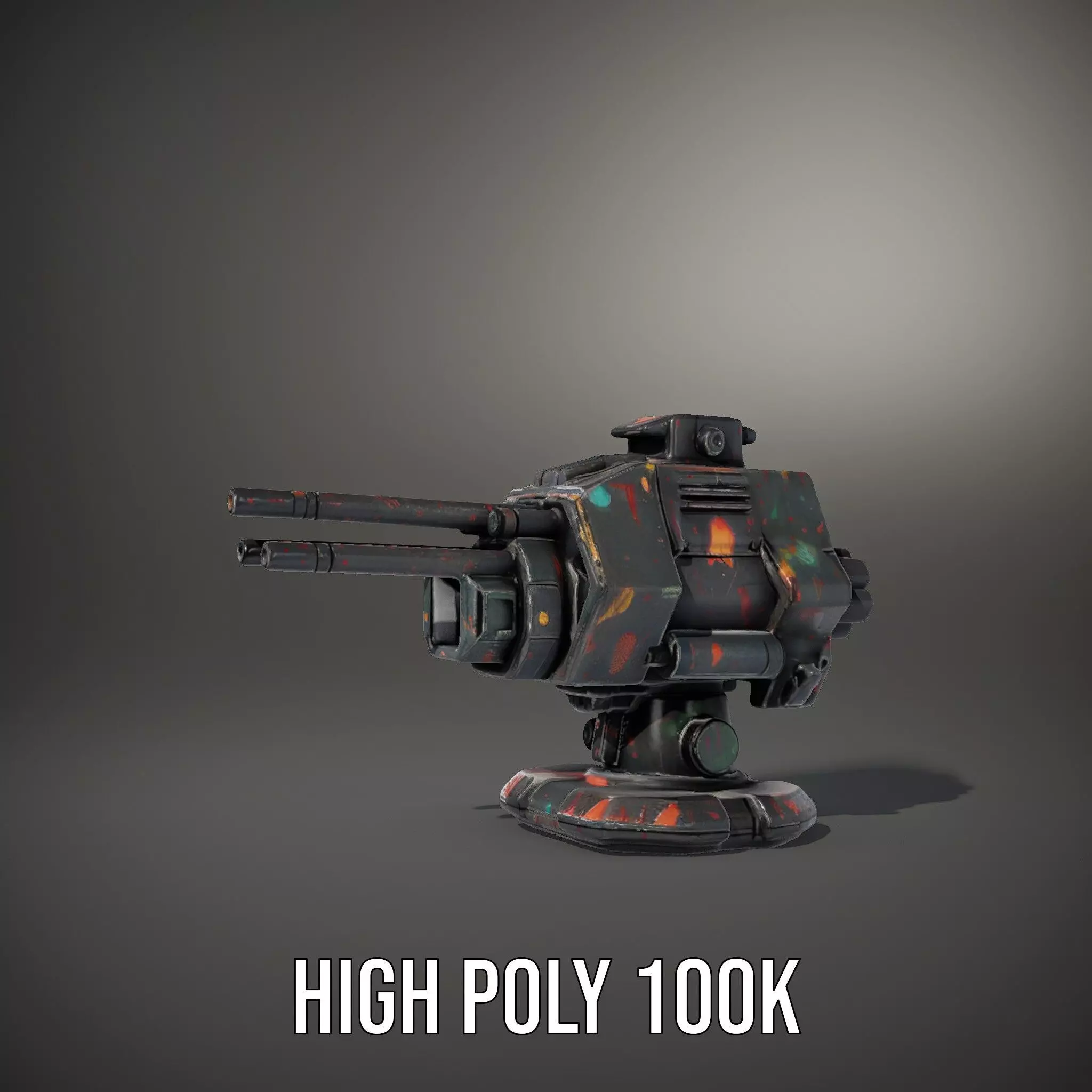 Colorful Turret Cannon Model Pack for Game Integration Low-poly 3D model_9
