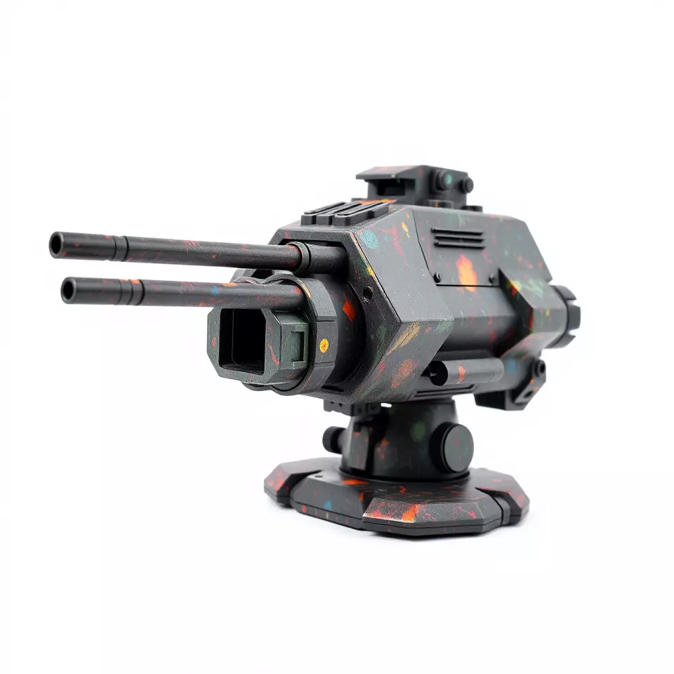 Colorful Turret Cannon Model Pack for Game Integration Low-poly 3D model_3