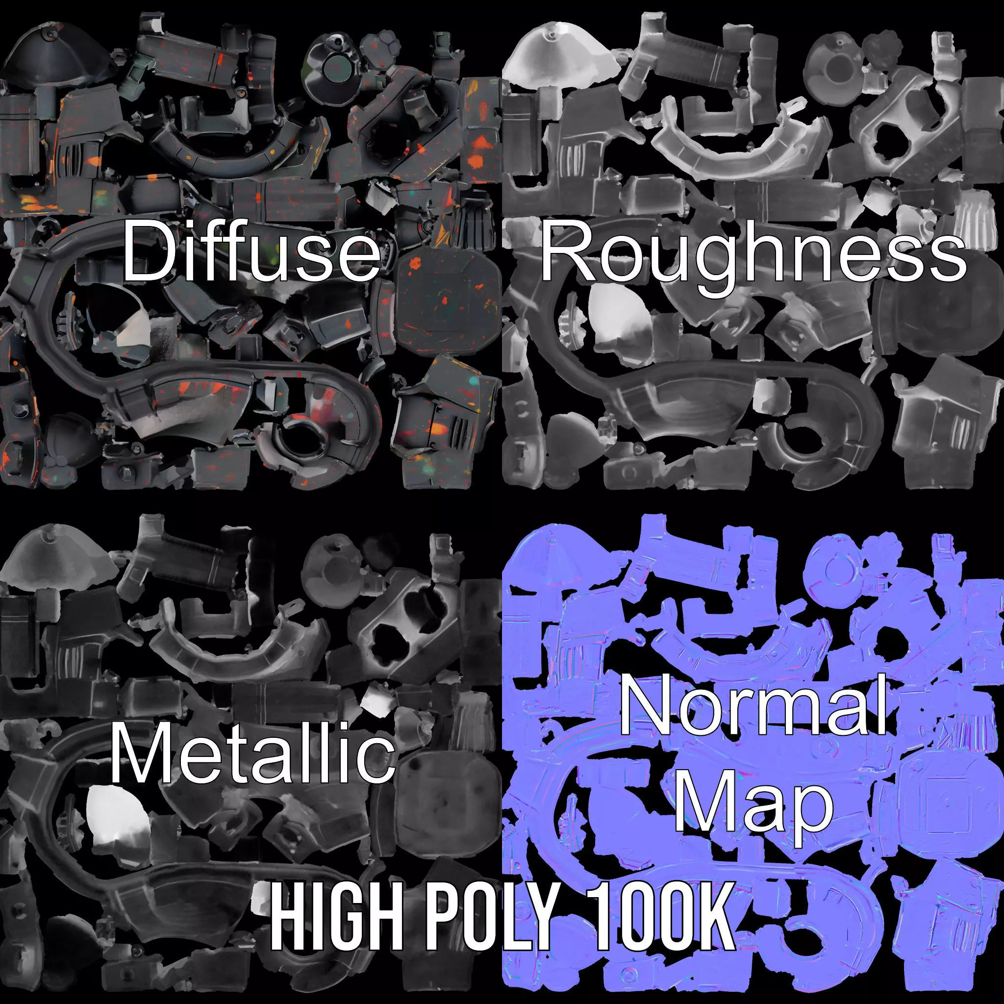 Colorful Turret Cannon Model Pack for Game Integration Low-poly 3D model_4