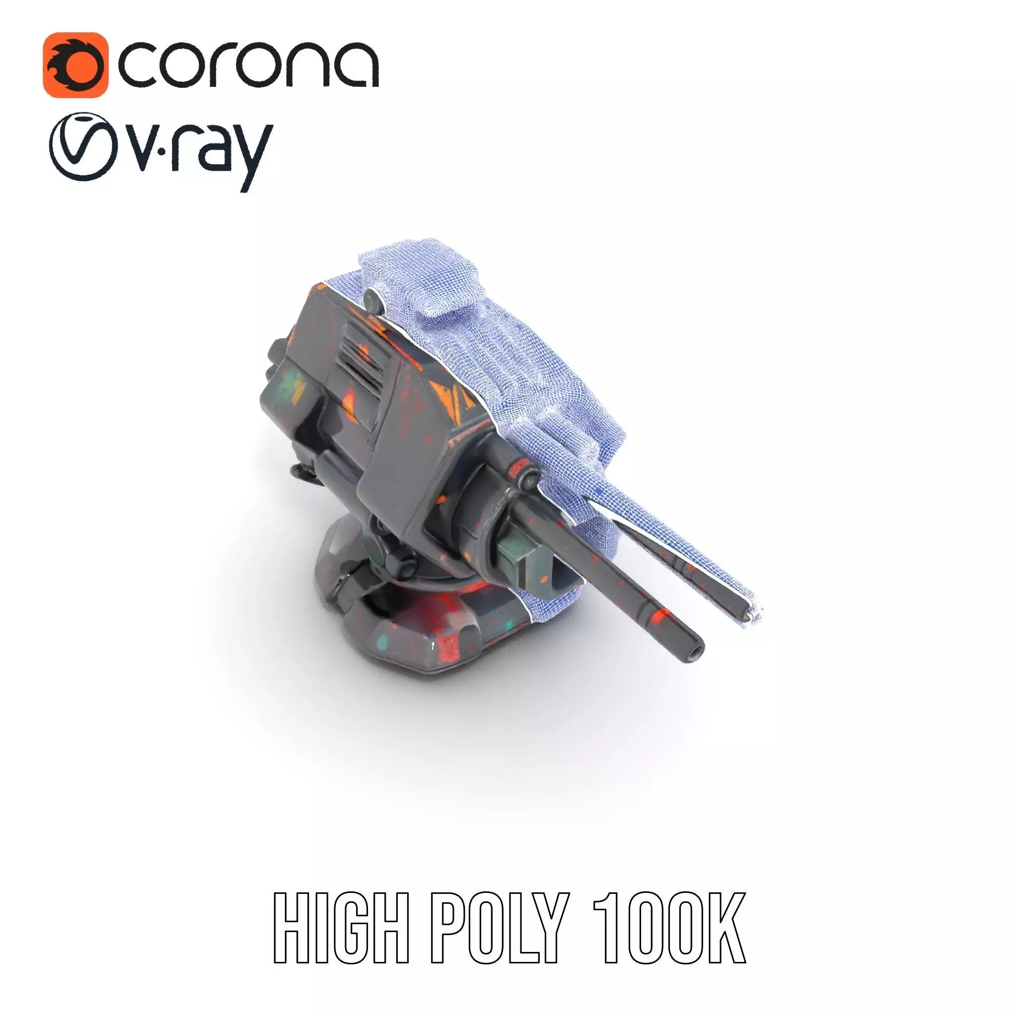 Colorful Turret Cannon Model Pack for Game Integration Low-poly 3D model_34