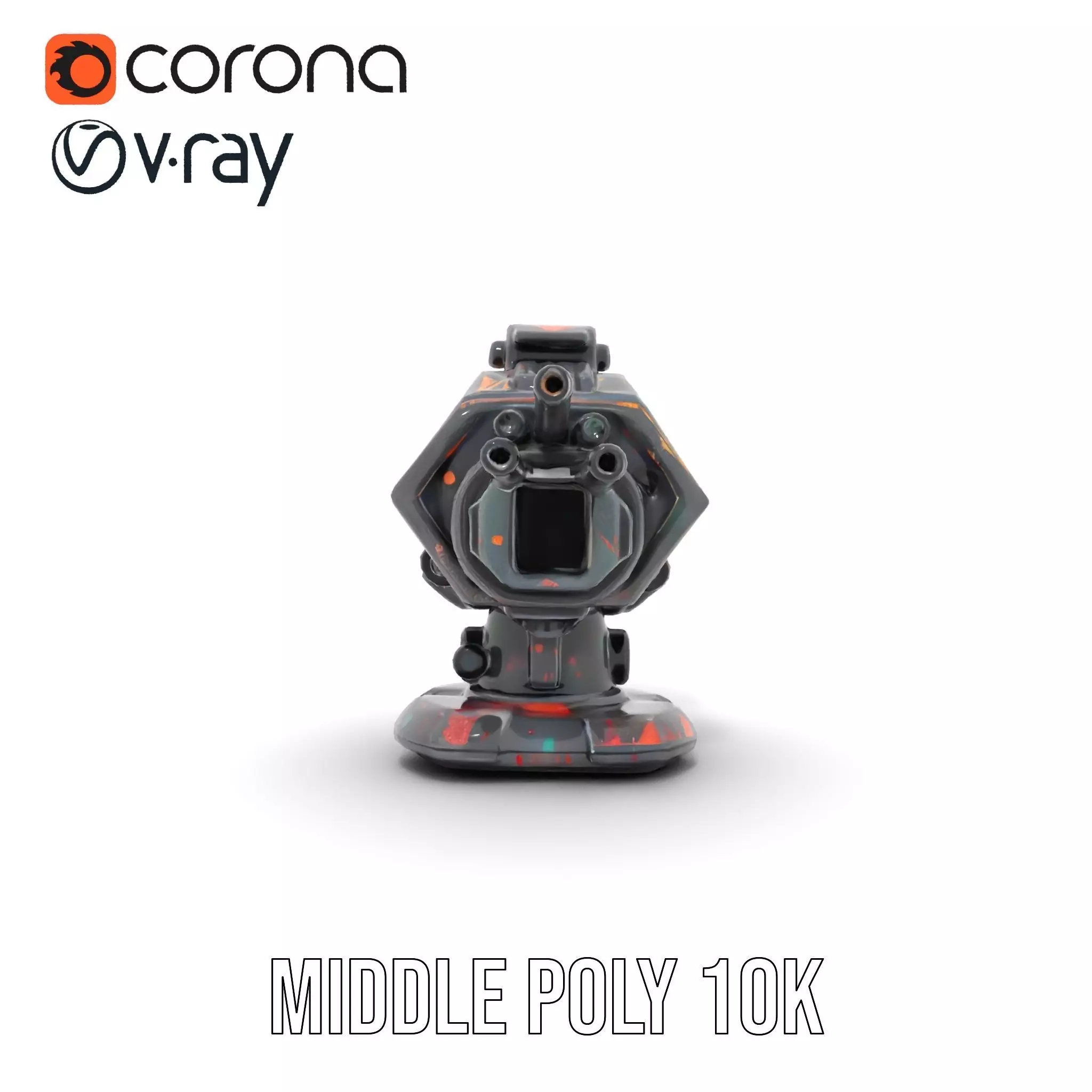 Colorful Turret Cannon Model Pack for Game Integration Low-poly 3D model_7