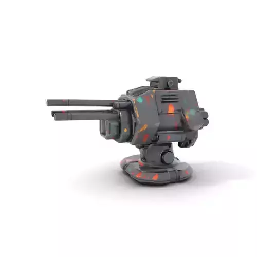 Colorful Turret Cannon Model Pack for Game Integration Low-poly 3D model
