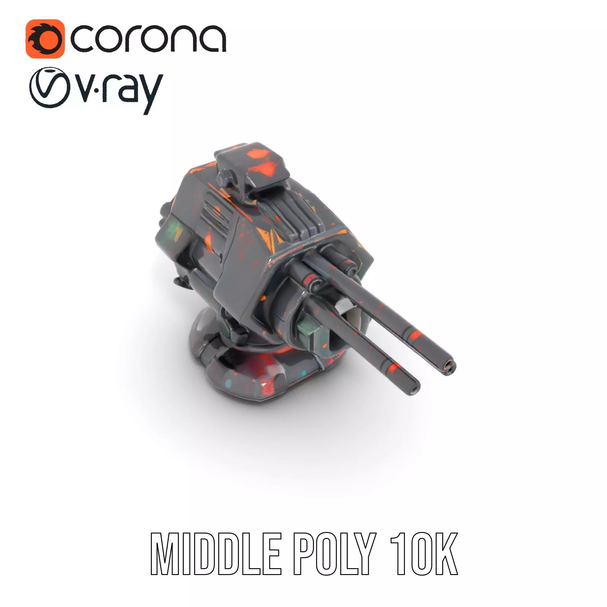 Colorful Turret Cannon Model Pack for Game Integration Low-poly 3D model_24