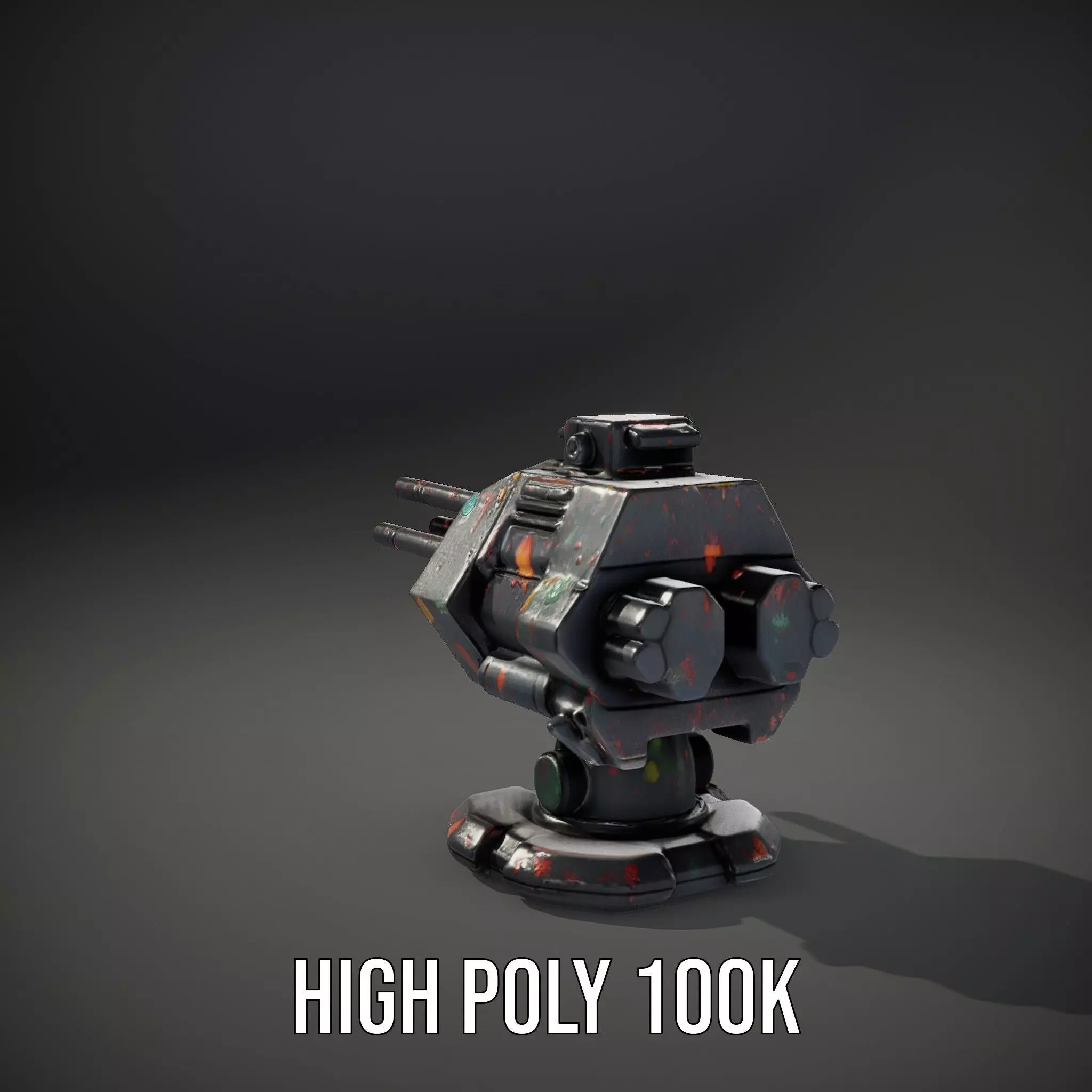 Colorful Turret Cannon Model Pack for Game Integration Low-poly 3D model_11