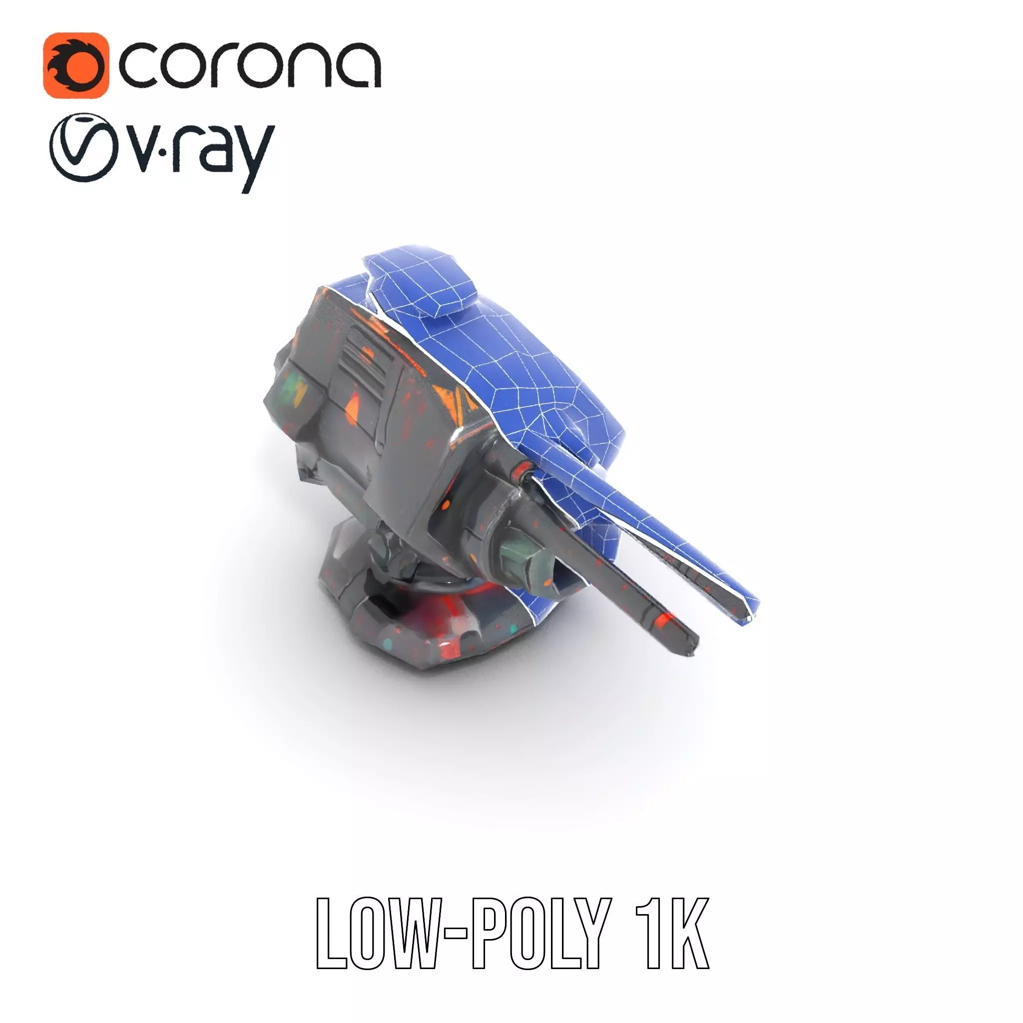 Colorful Turret Cannon Model Pack for Game Integration Low-poly 3D model_31