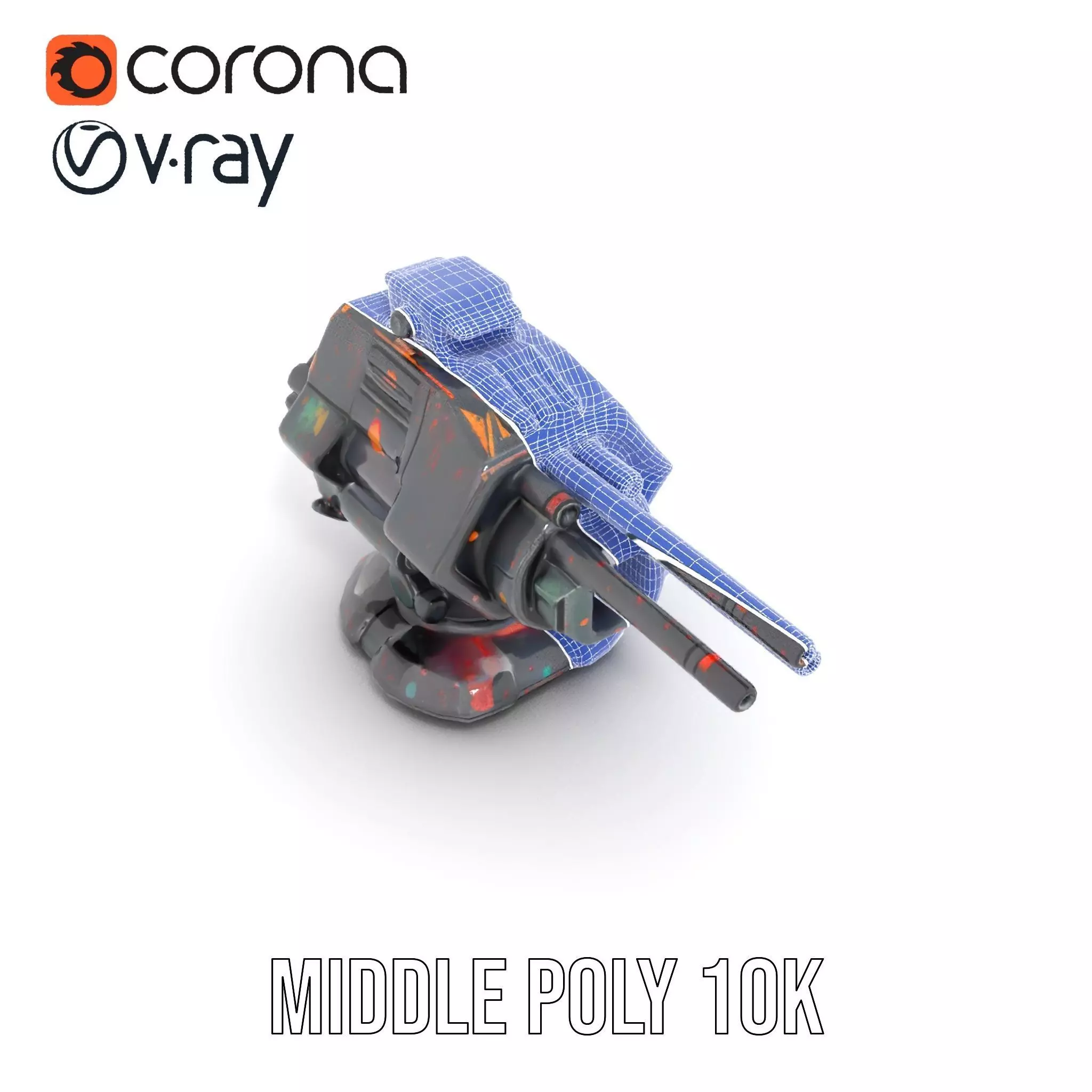 Colorful Turret Cannon Model Pack for Game Integration Low-poly 3D model_19