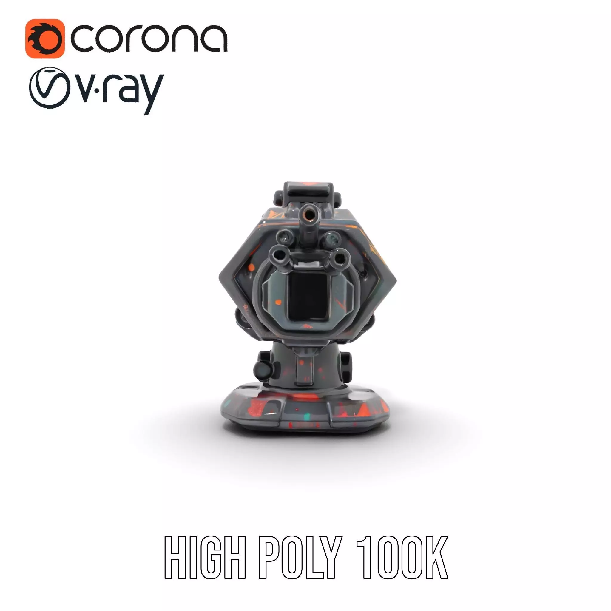 Colorful Turret Cannon Model Pack for Game Integration Low-poly 3D model_32