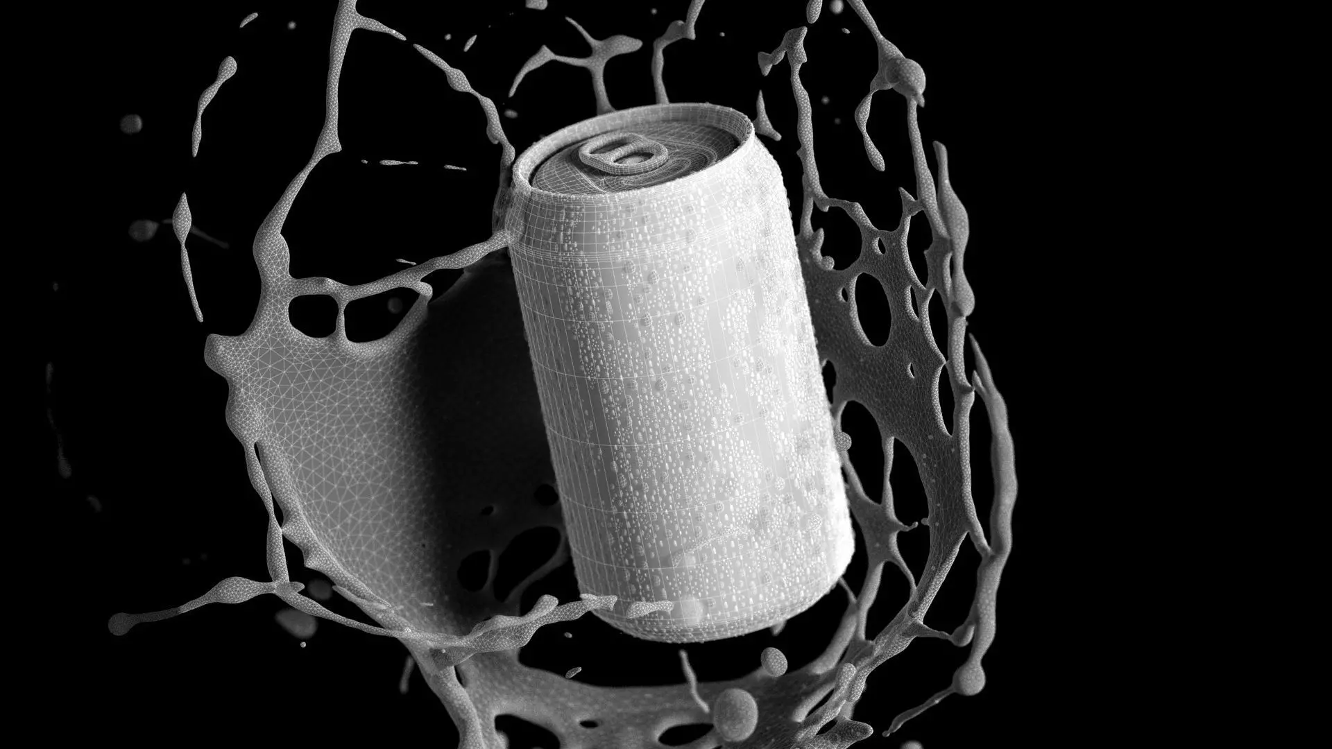 Black 330ml Can With Splash - soda drink with drops 3D model_6