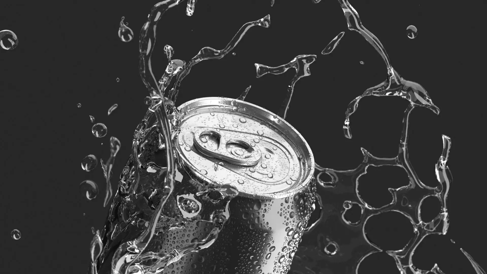 Black 330ml Can With Splash - soda drink with drops 3D model_4