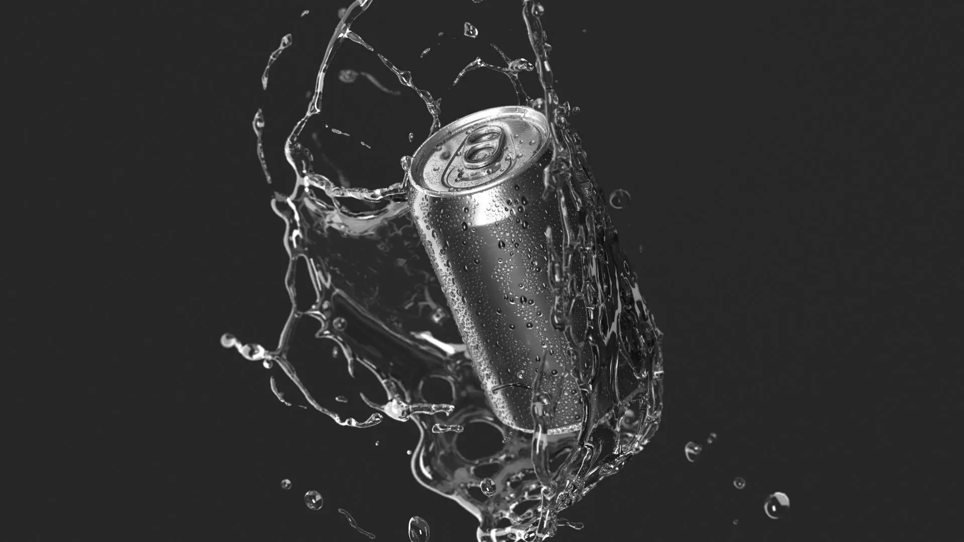 Black 330ml Can With Splash - soda drink with drops 3D model_2