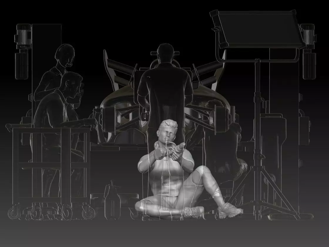 mechanic 5 at work in the garage during the Formula 1 3D print model_3