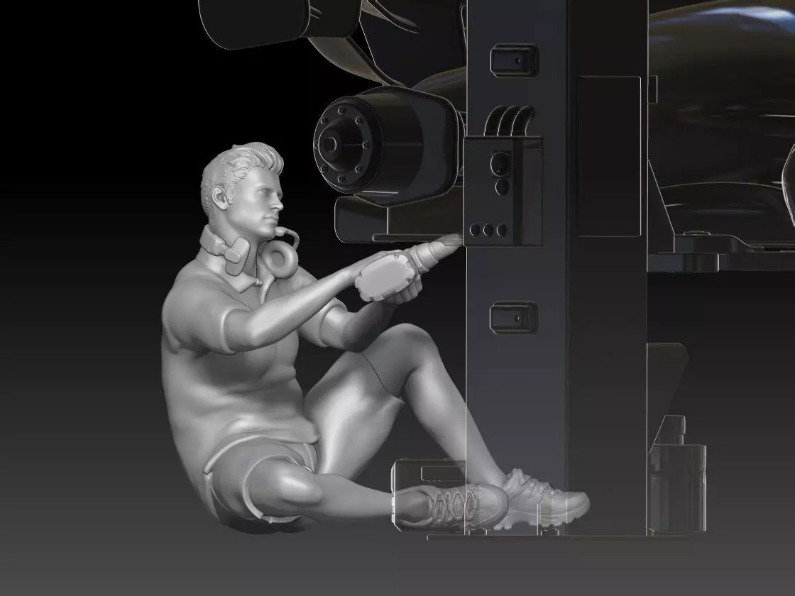 mechanic 5 at work in the garage during the Formula 1 3D print model_0