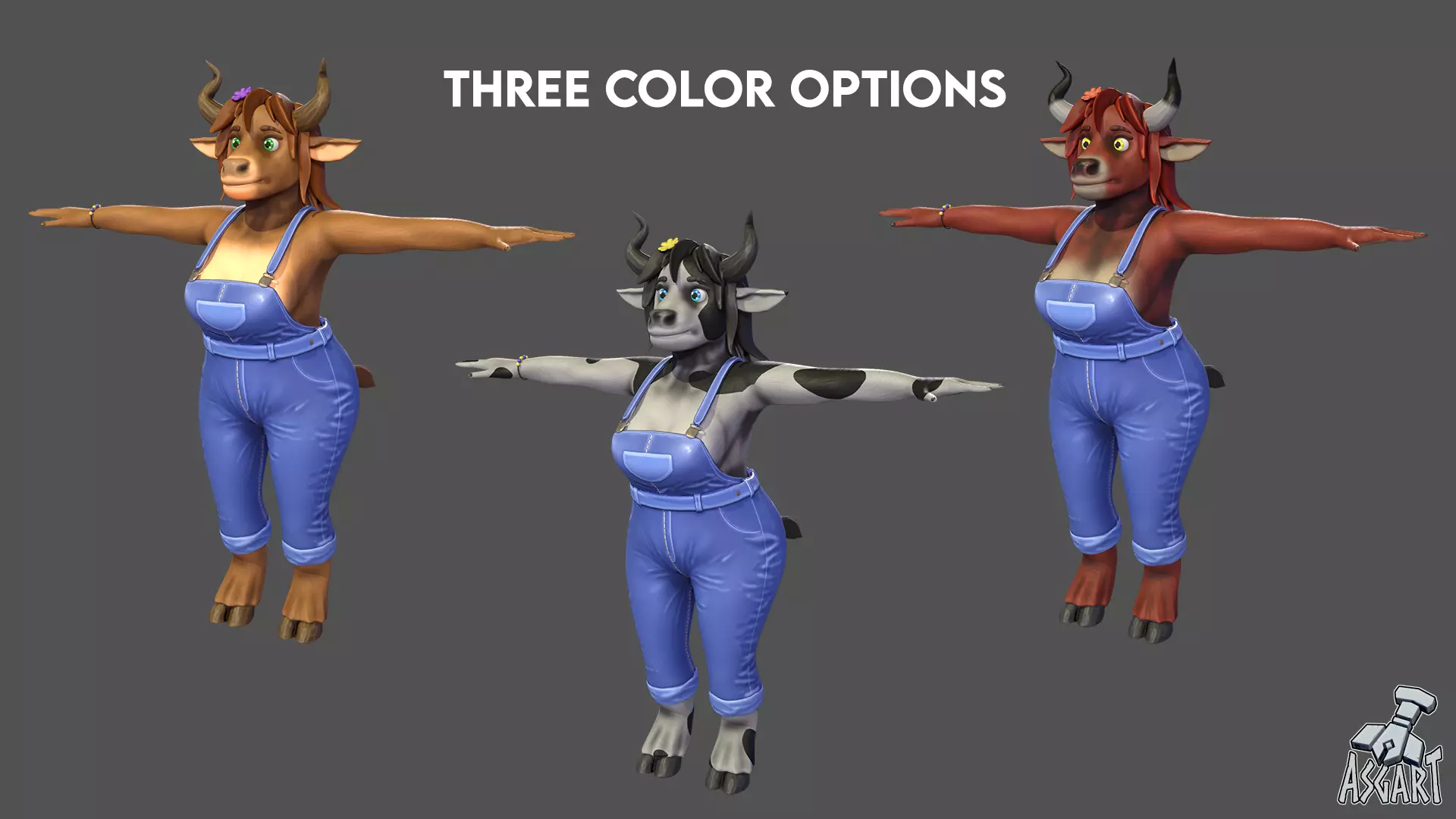 Cow Woman - 3D Character - VRChat-Ready Avatar Low-poly 3D model_5