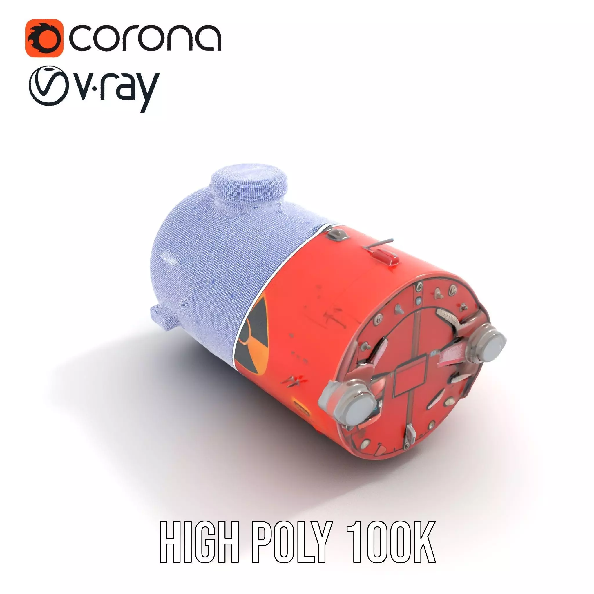 Red Torpedo Model Pack with Hazard Symbol Low-poly 3D model_21