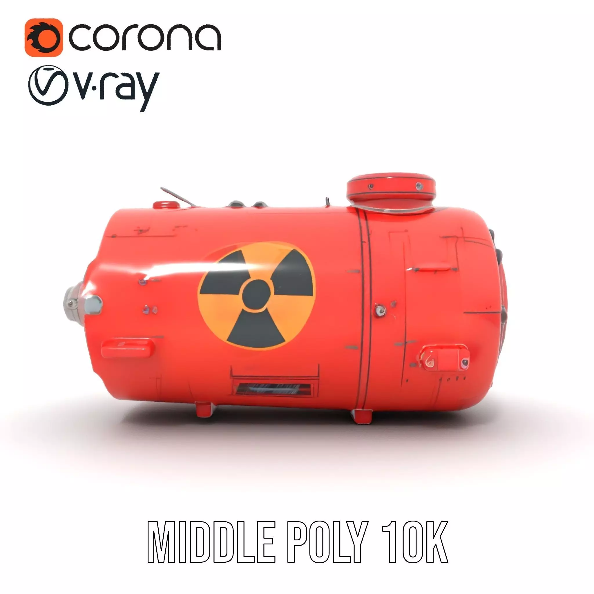 Red Torpedo Model Pack with Hazard Symbol Low-poly 3D model_19