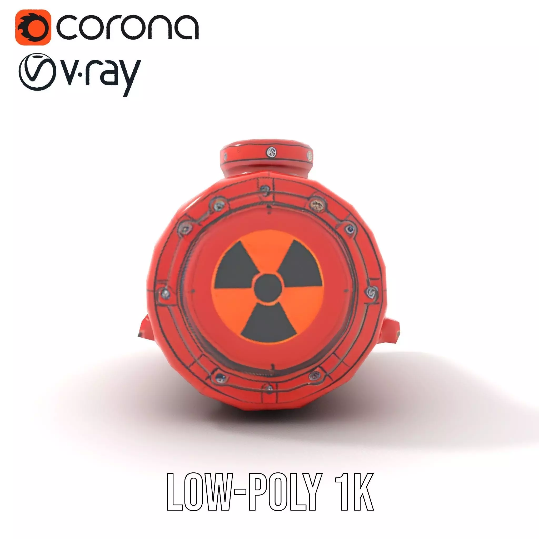 Red Torpedo Model Pack with Hazard Symbol Low-poly 3D model_29